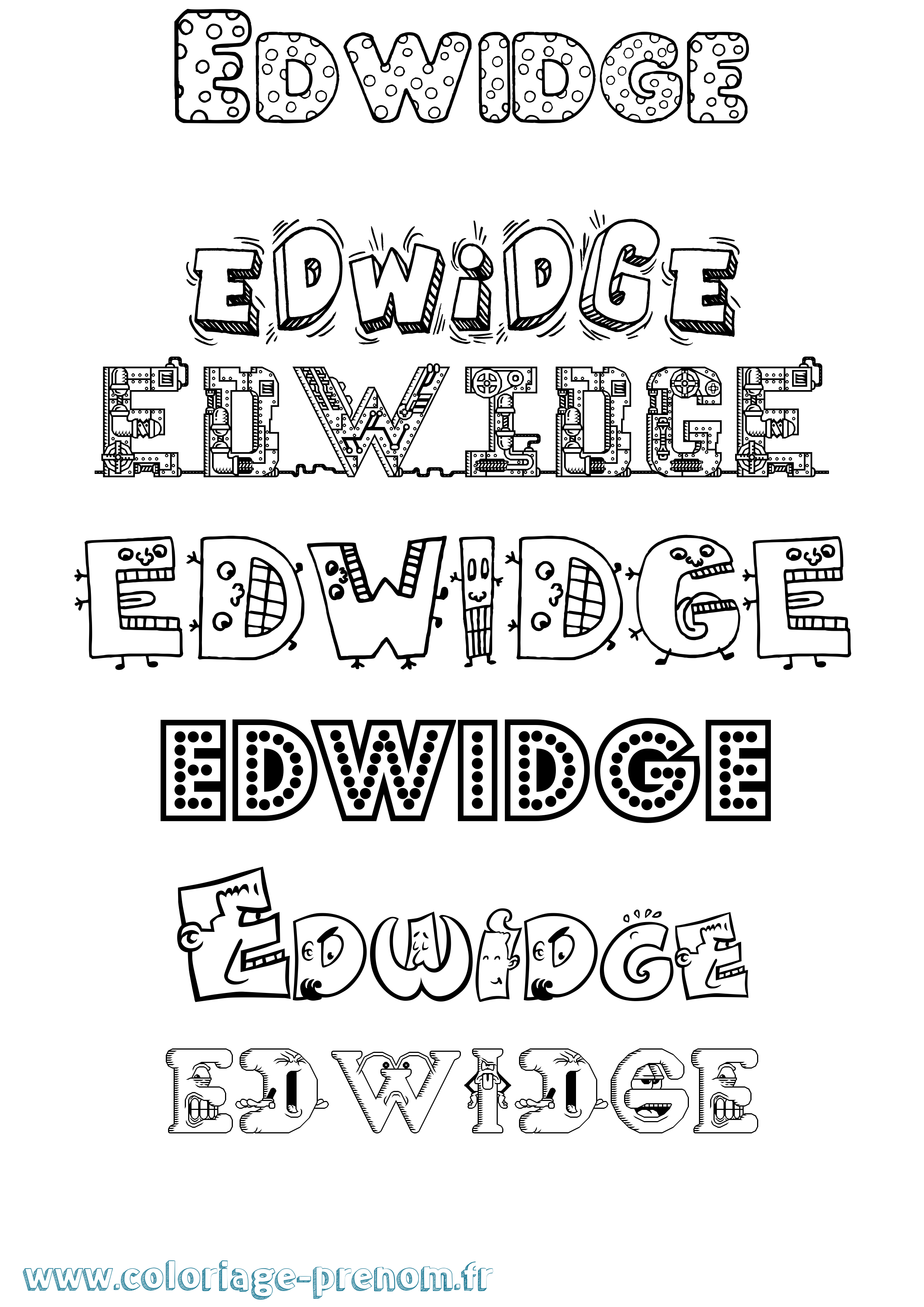 Coloriage prénom Edwidge Fun