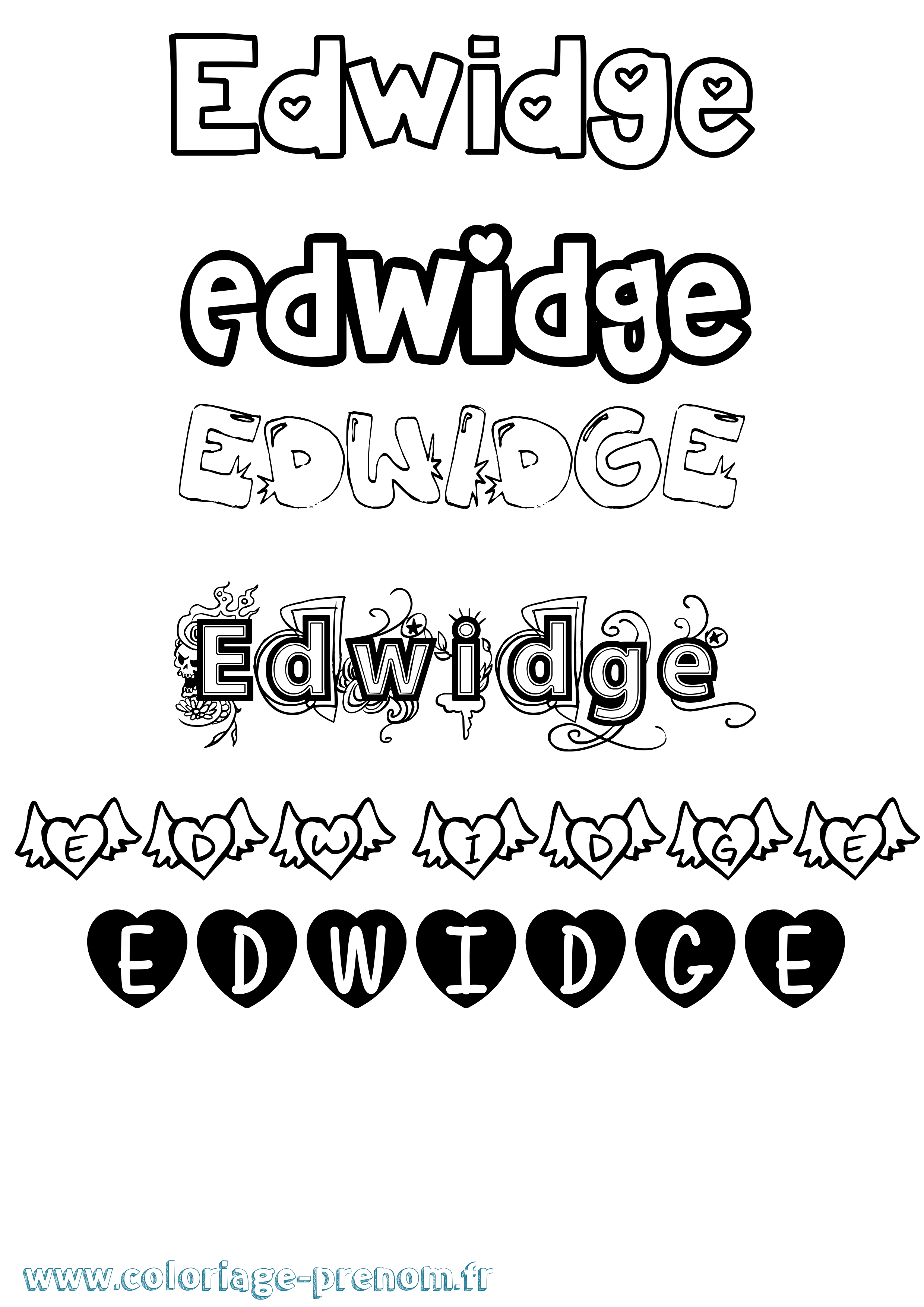 Coloriage prénom Edwidge Girly