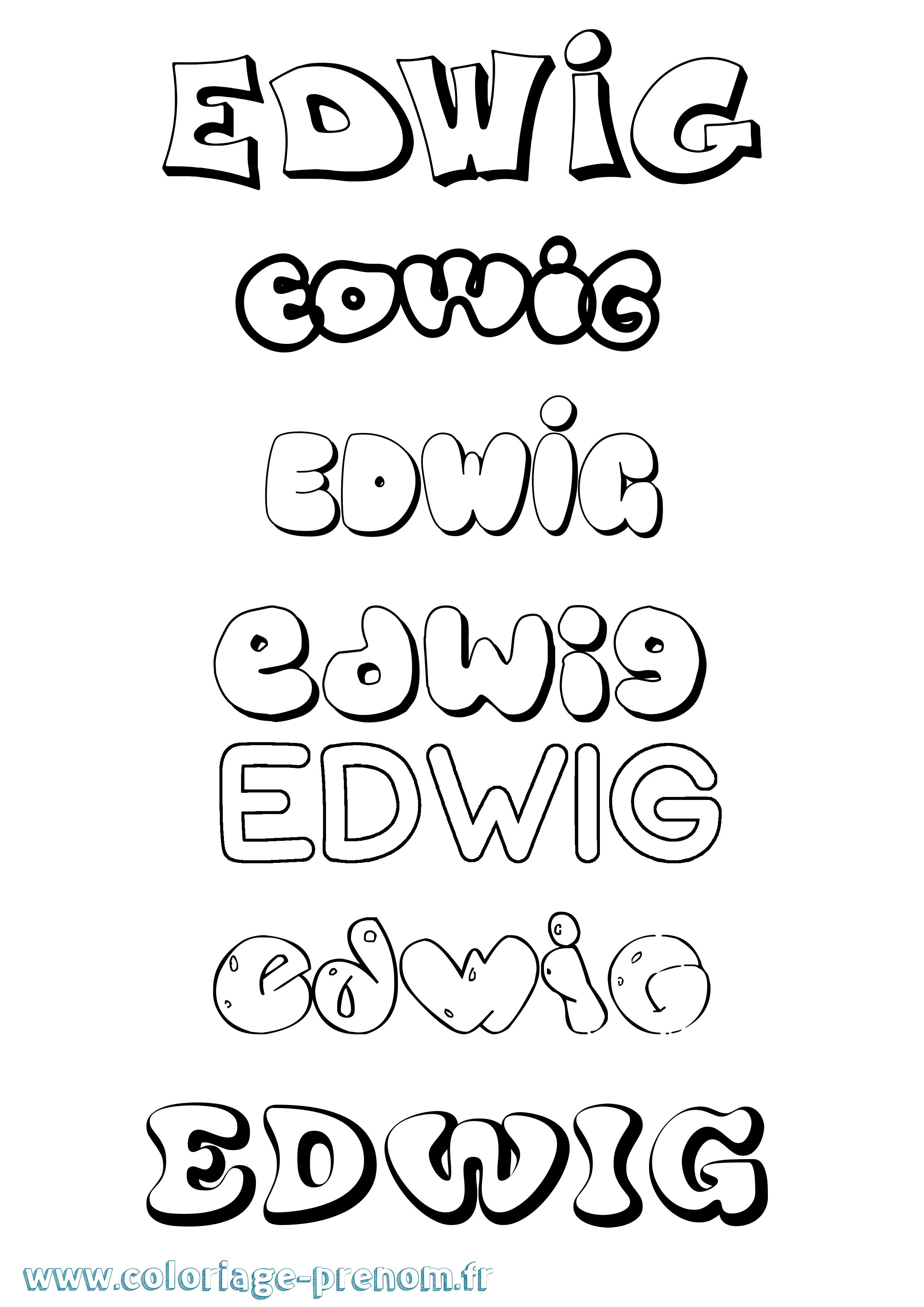 Coloriage Edwig Bubble Coloriage prénom Edwig Bubble