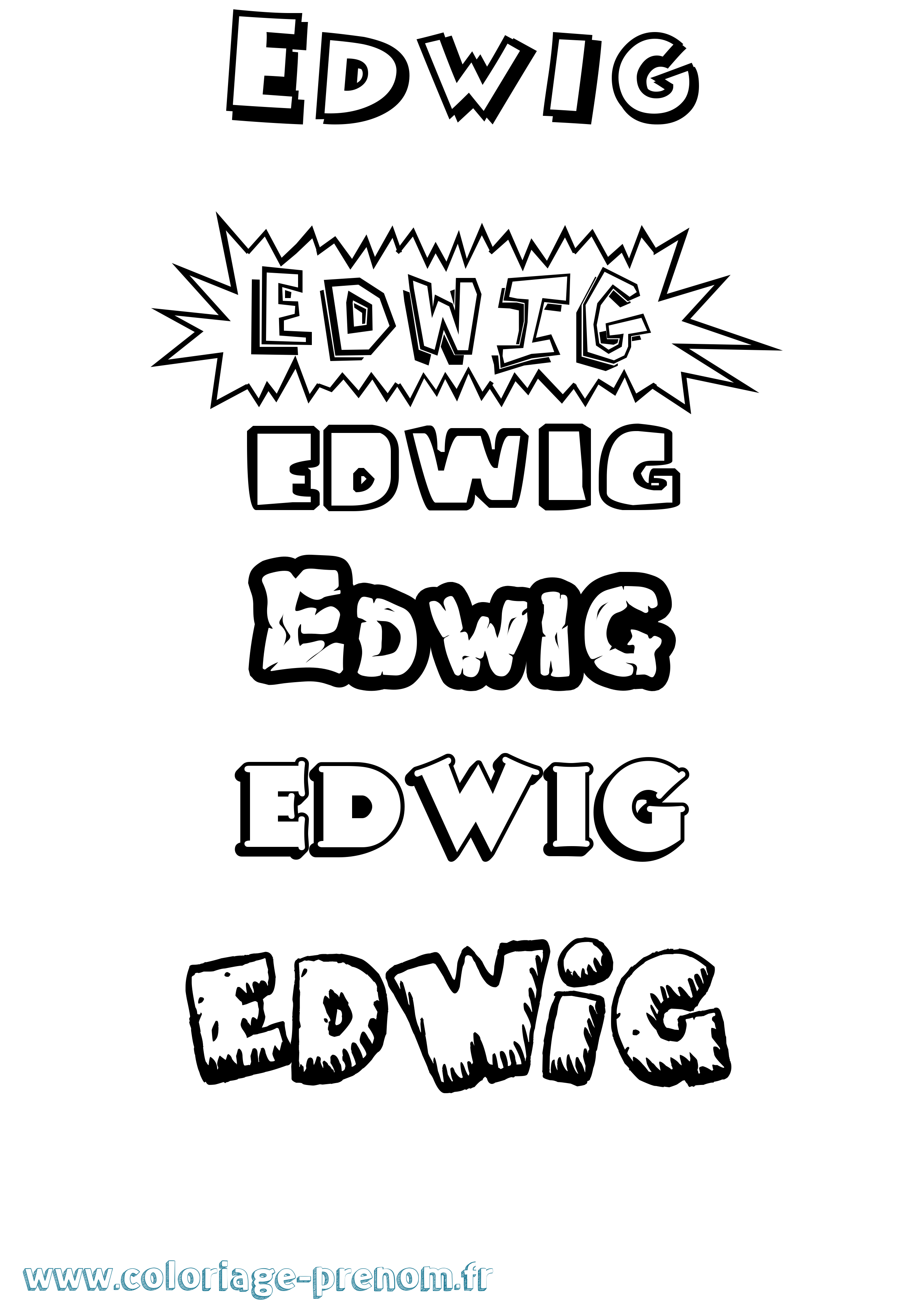 Coloriage Edwig Dessin Animé Coloriage prénom Edwig Dessin Animé