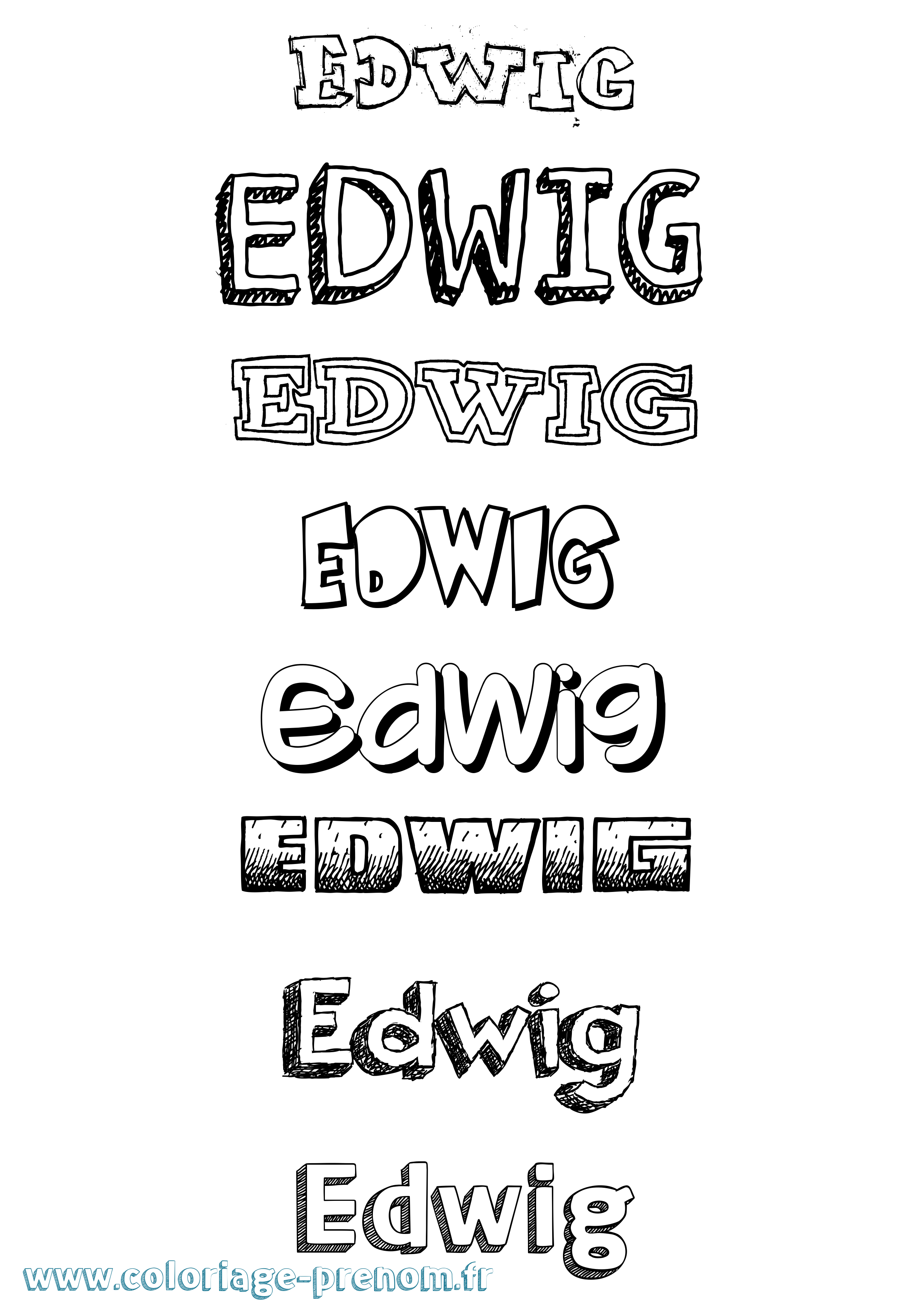 Coloriage prénom Edwig Dessiné