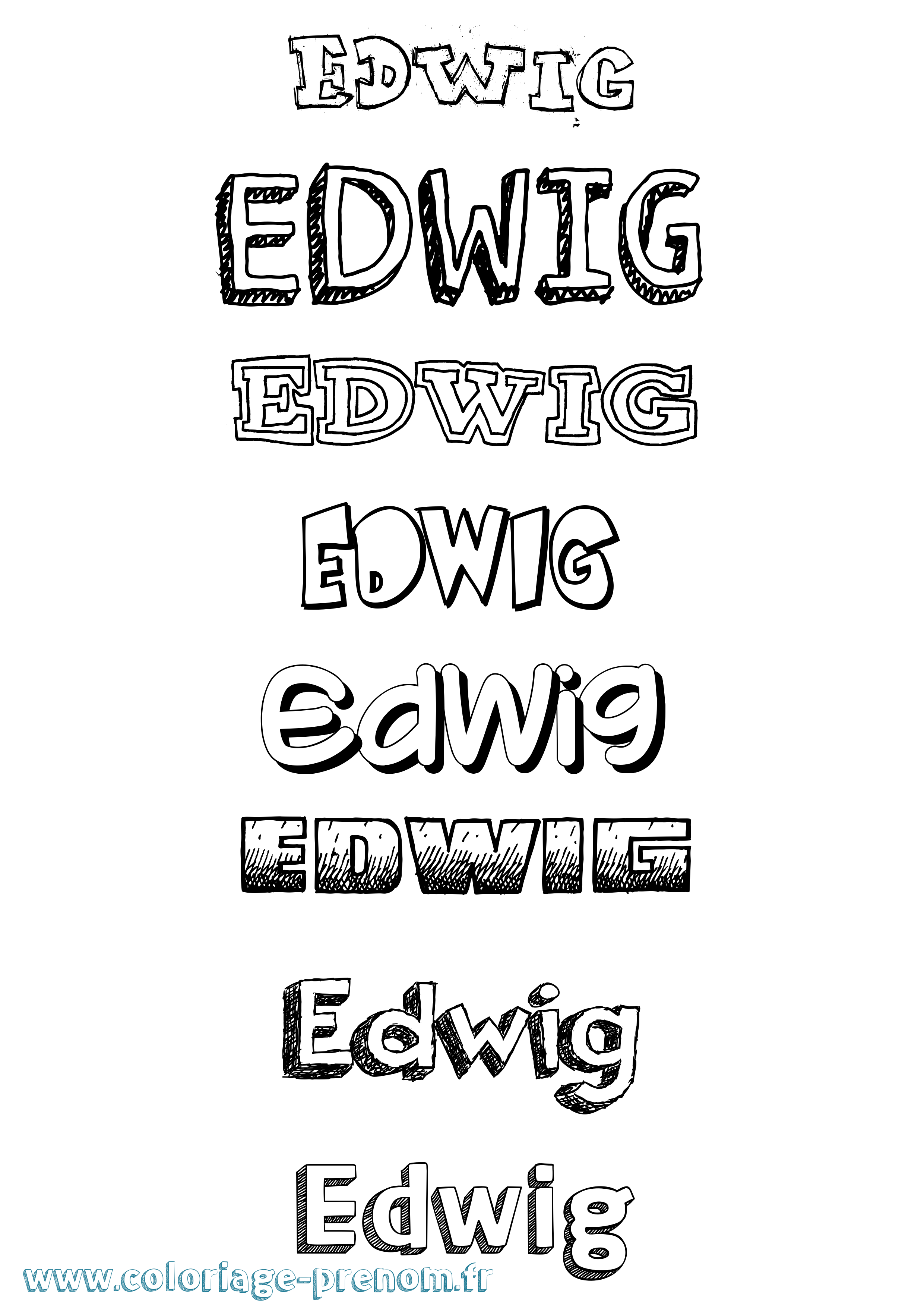 Coloriage Edwig Dessiné Coloriage prénom Edwig Dessiné