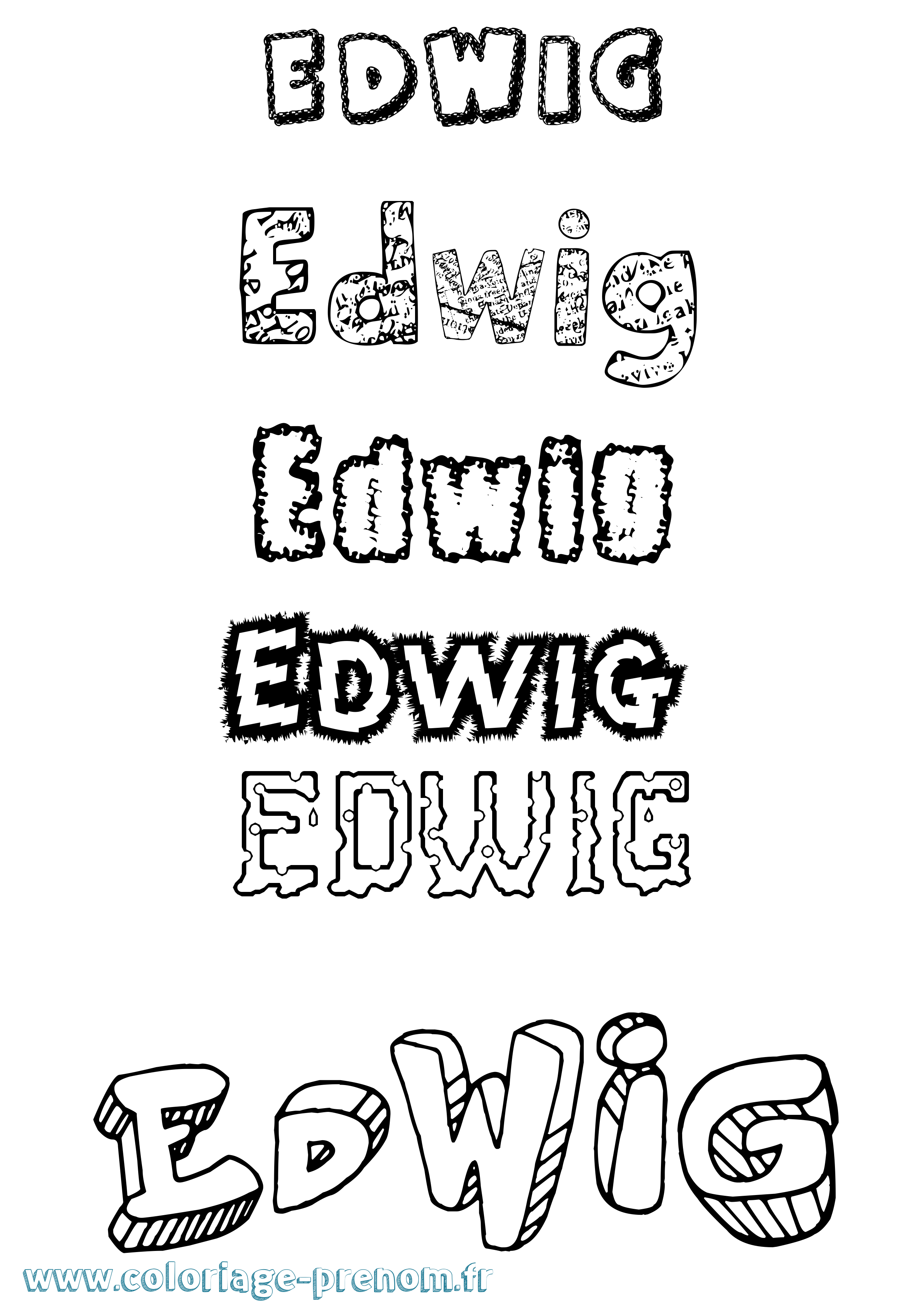 Coloriage prénom Edwig Destructuré