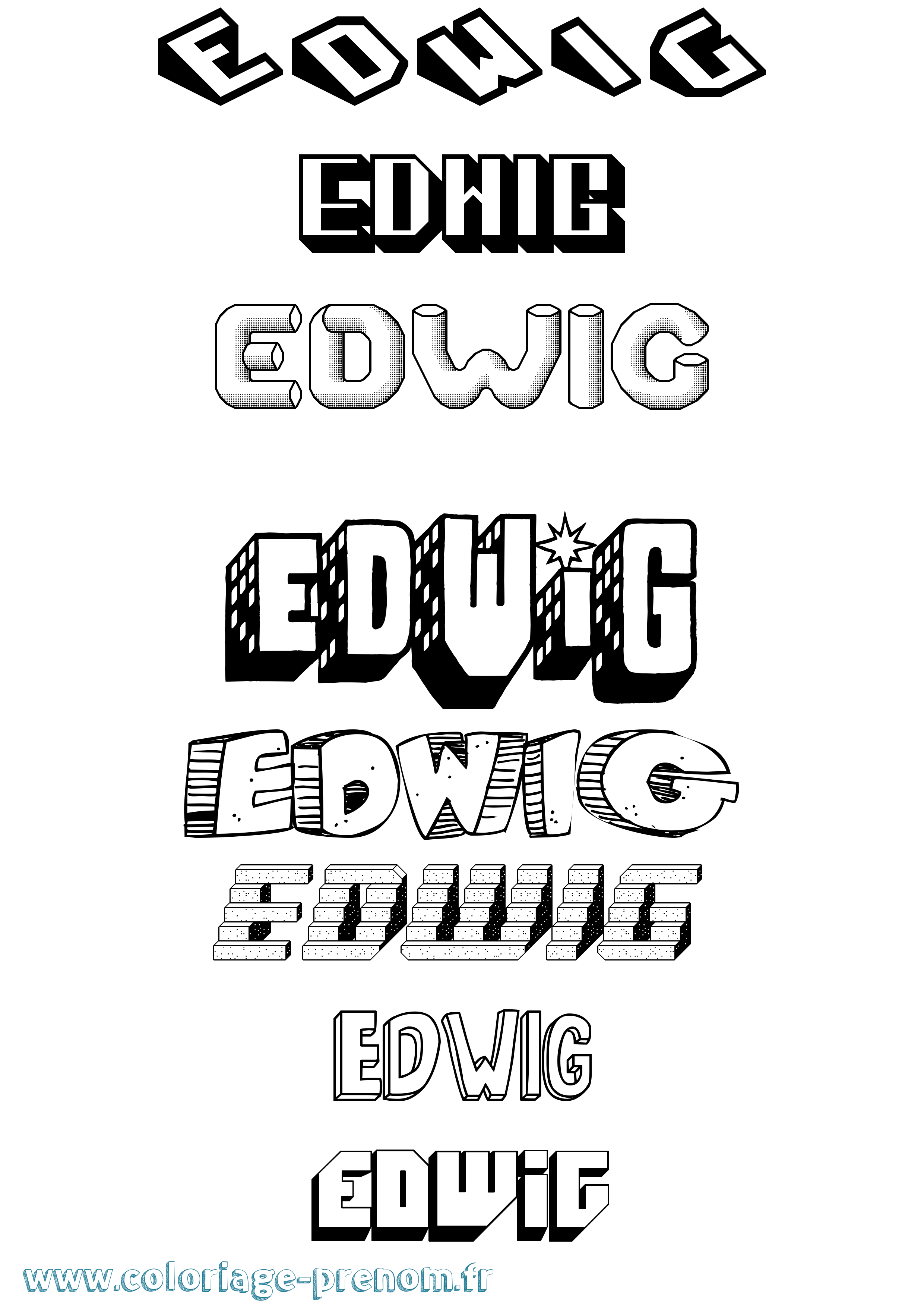 Coloriage Edwig Effet 3D Coloriage prénom Edwig Effet 3D