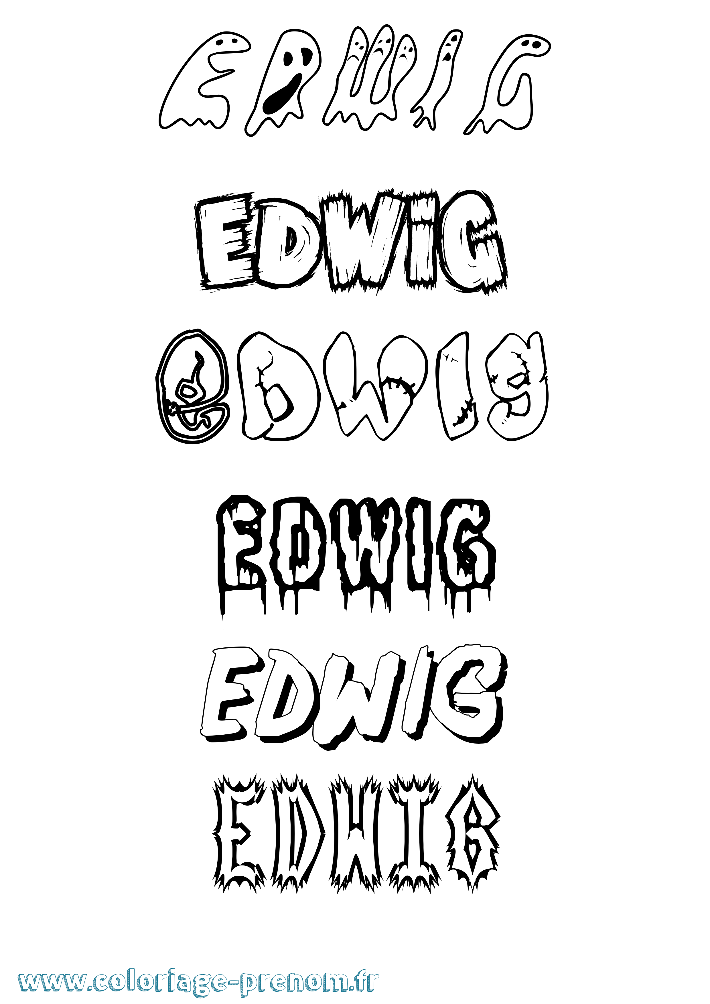 Coloriage Edwig Frisson Coloriage prénom Edwig Frisson