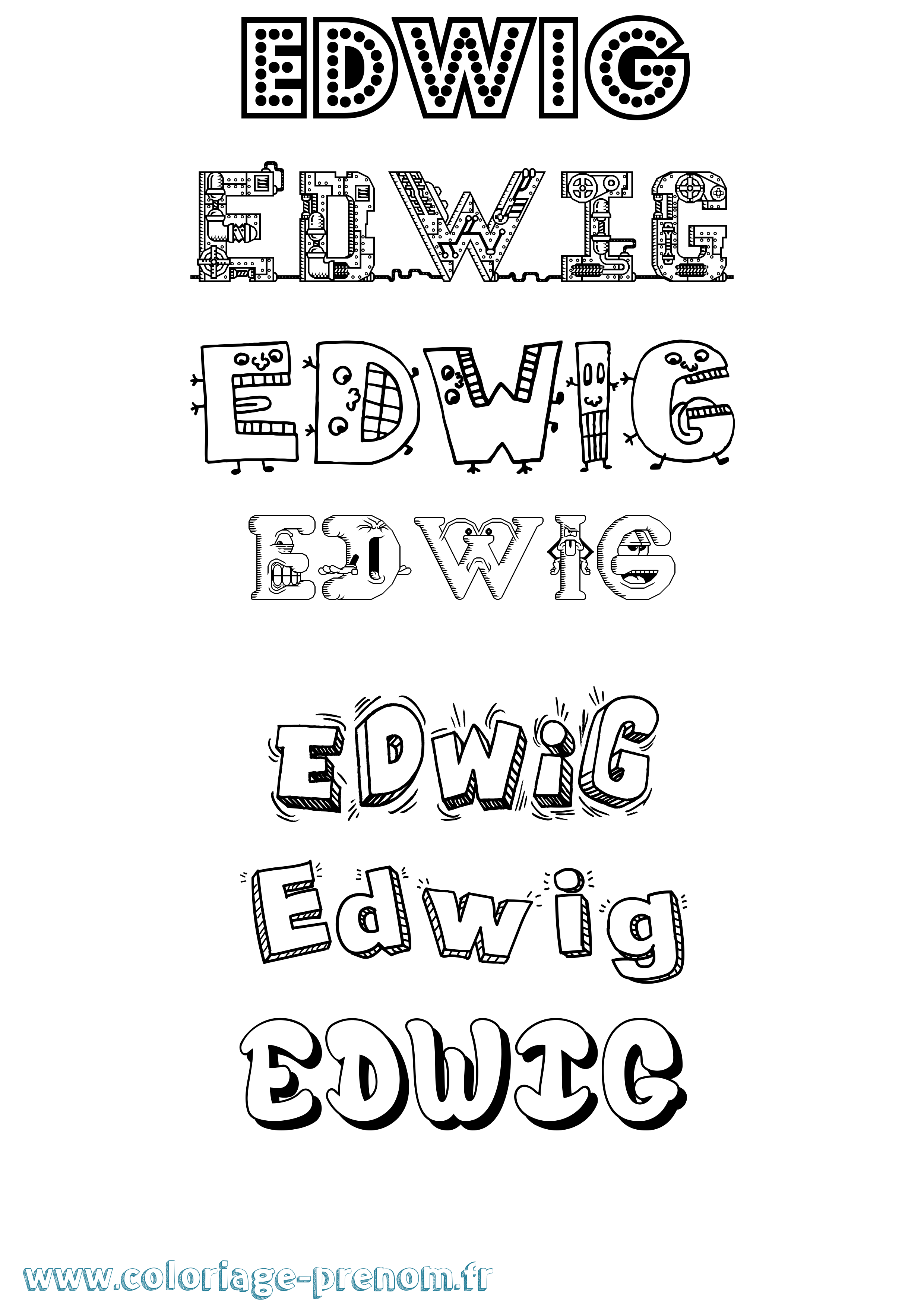 Coloriage prénom Edwig Fun