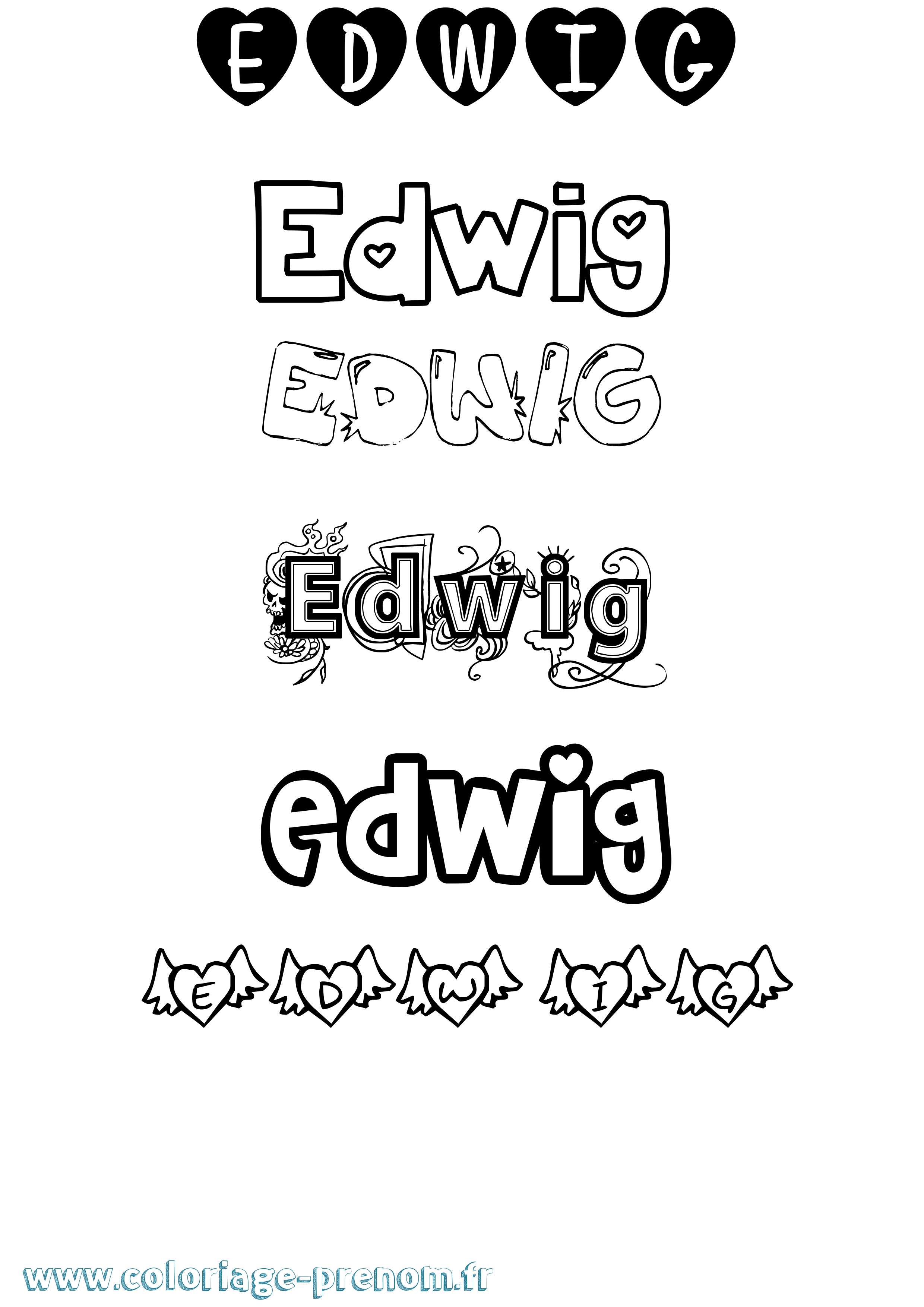 Coloriage Edwig Girly Coloriage prénom Edwig Girly