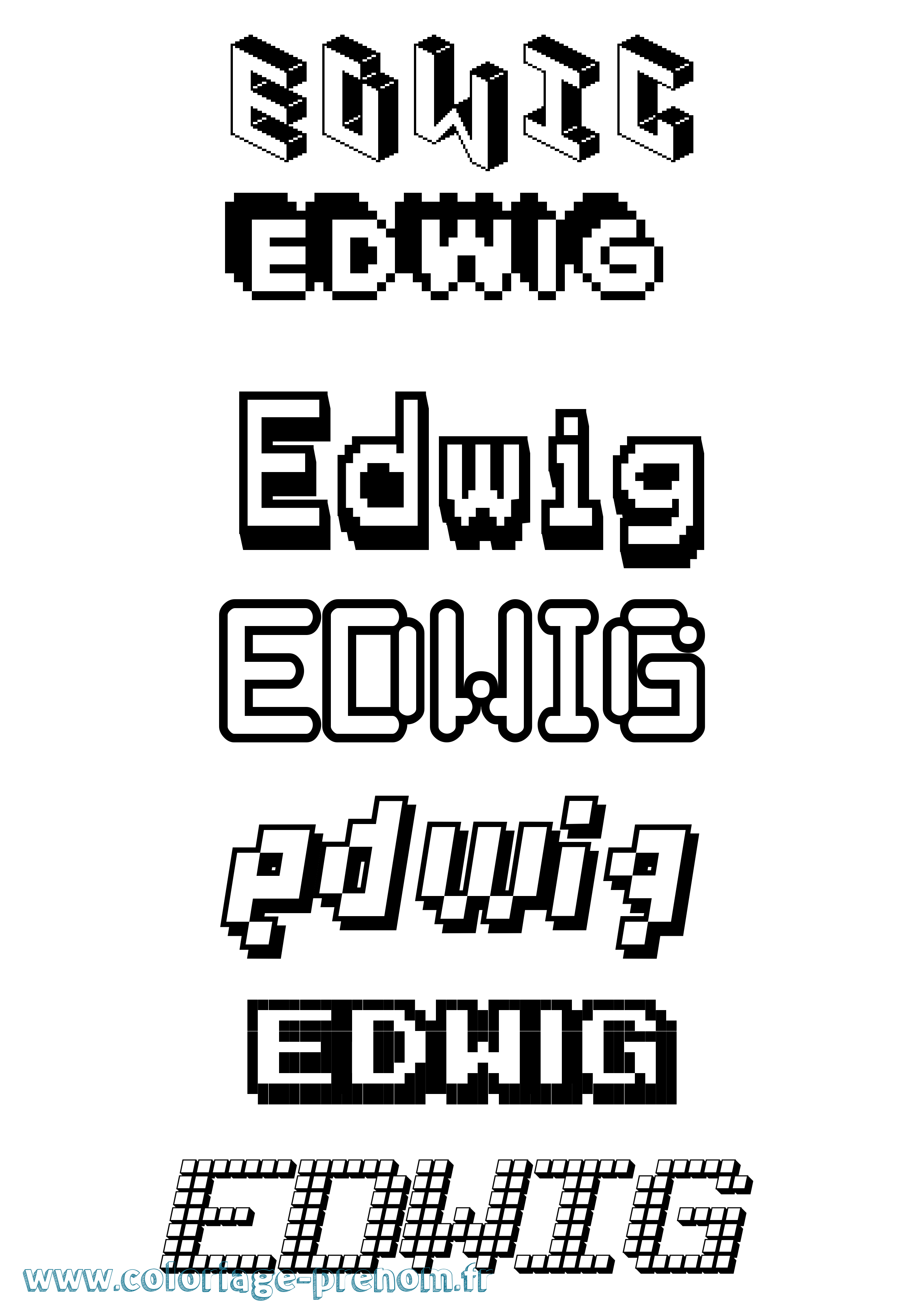 Coloriage Edwig Pixel Coloriage prénom Edwig Pixel
