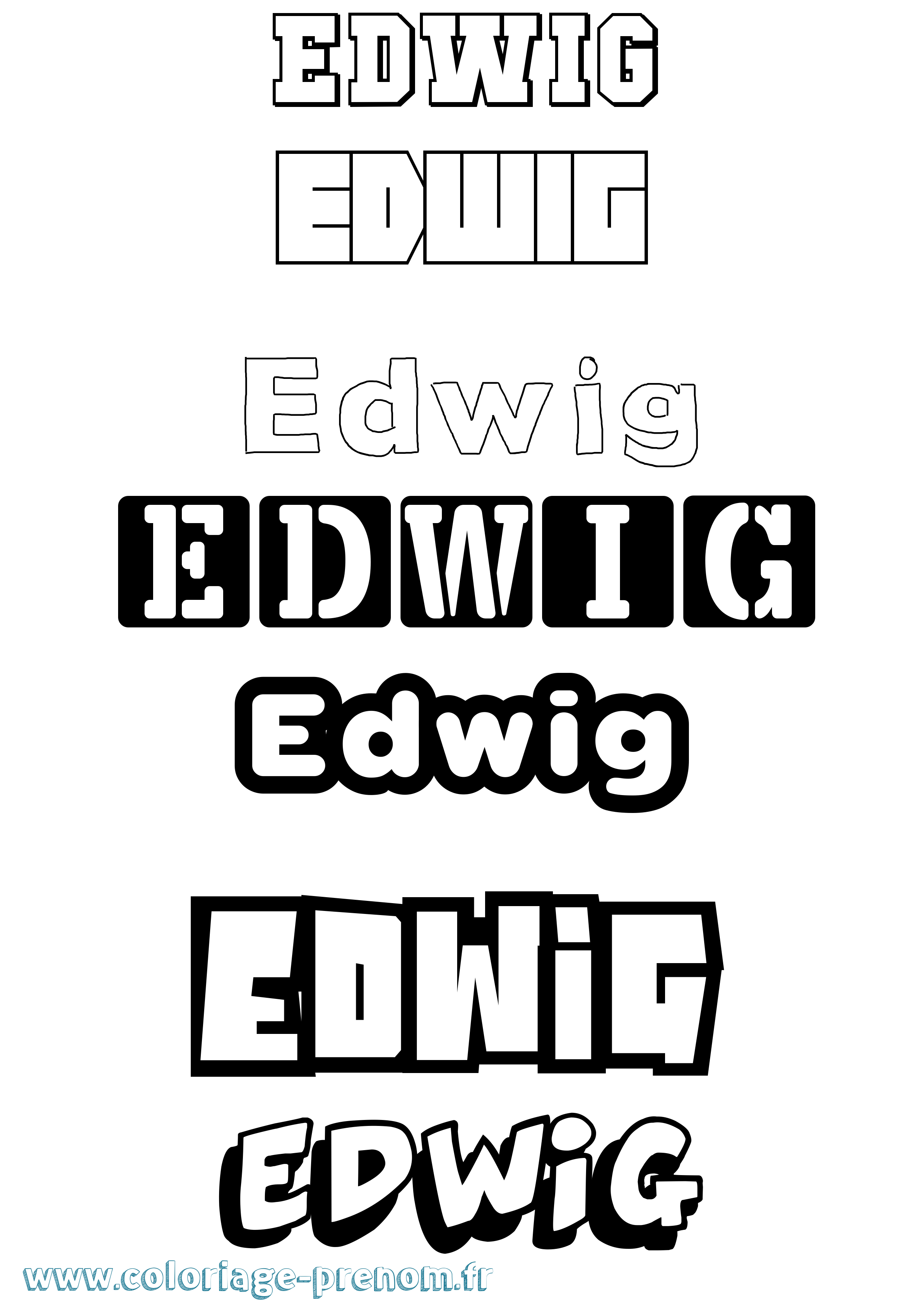 Coloriage prénom Edwig Simple