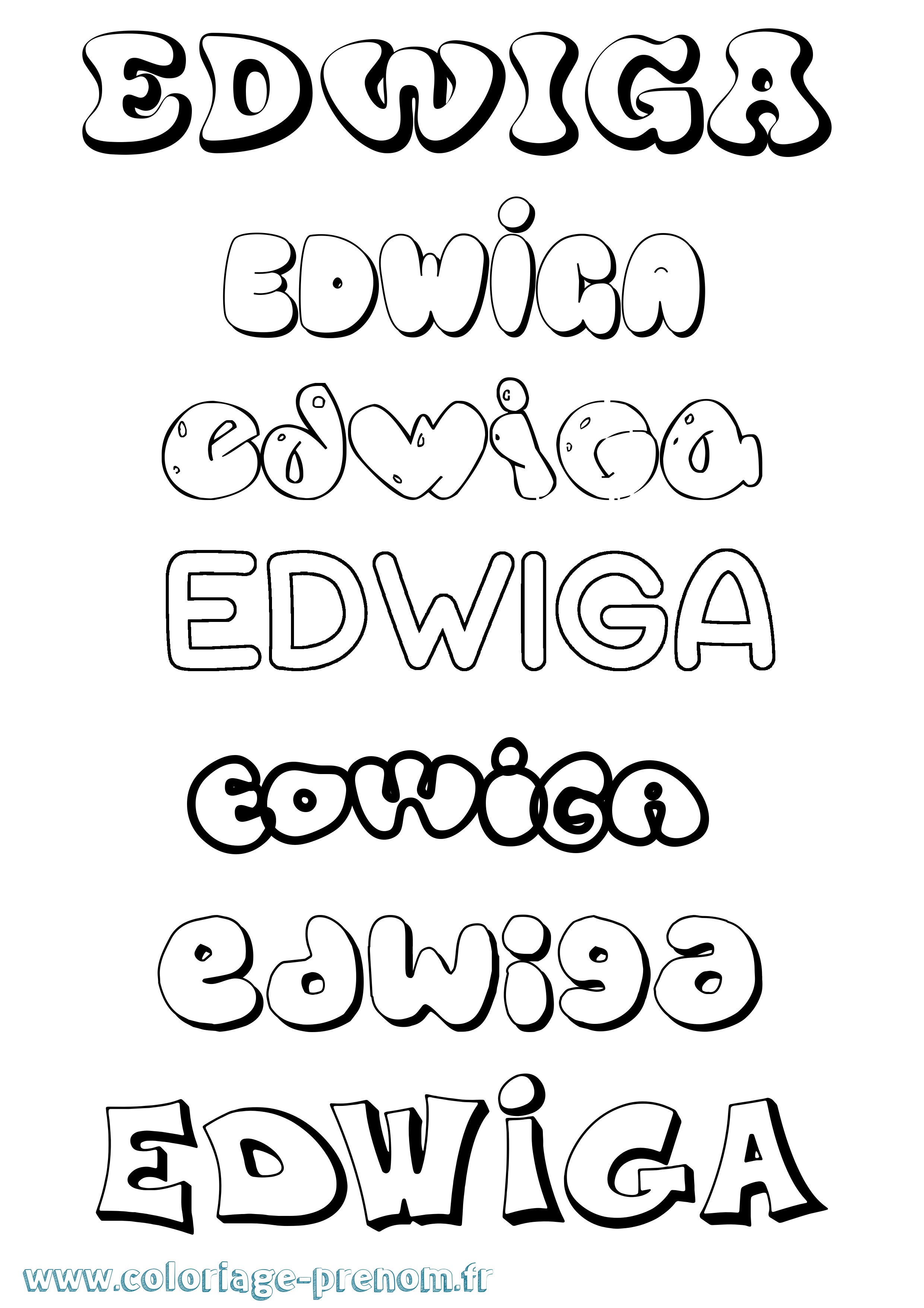 Coloriage Edwiga Bubble Coloriage prénom Edwiga Bubble