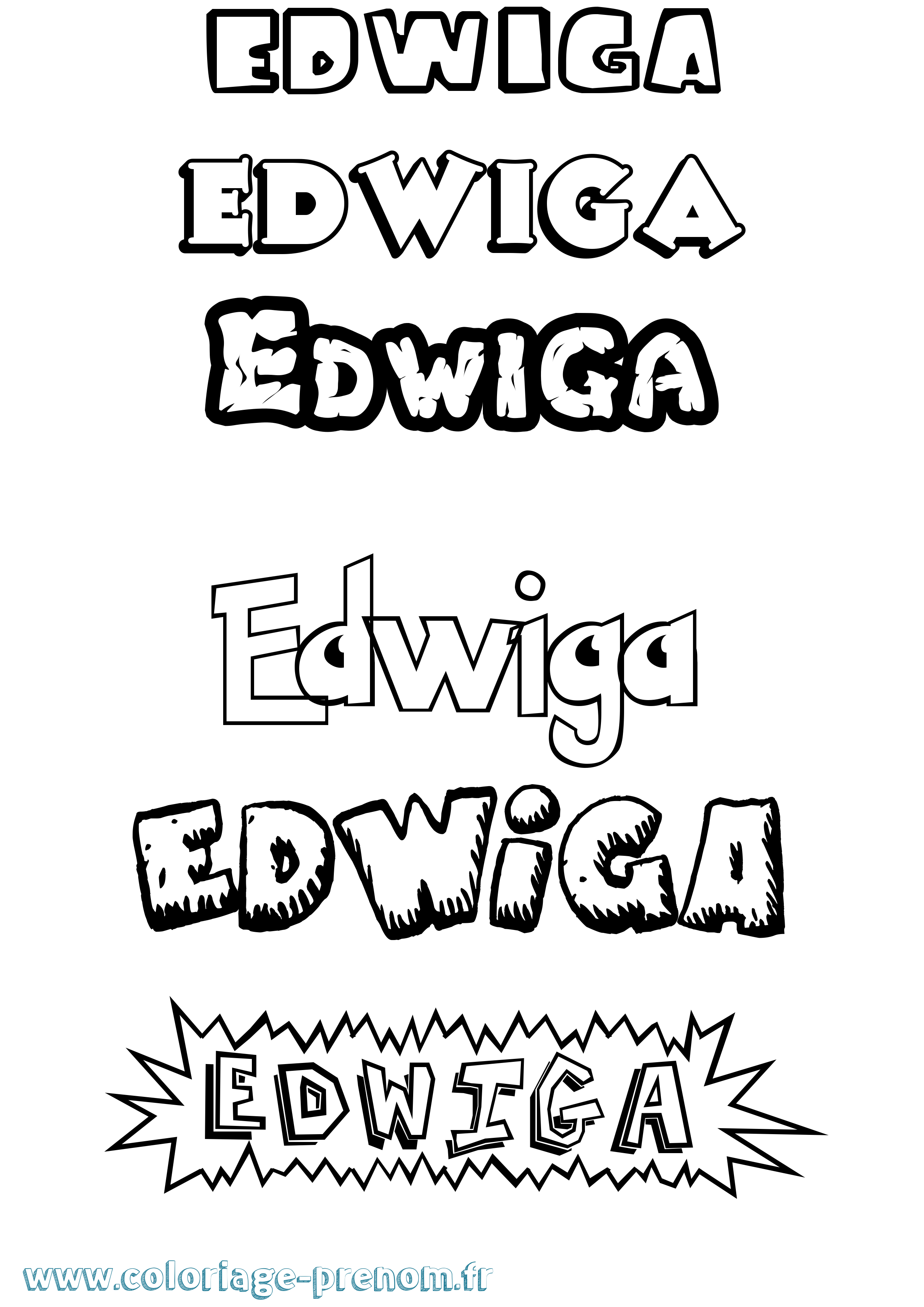 Coloriage Edwiga Dessin Animé Coloriage prénom Edwiga Dessin Animé