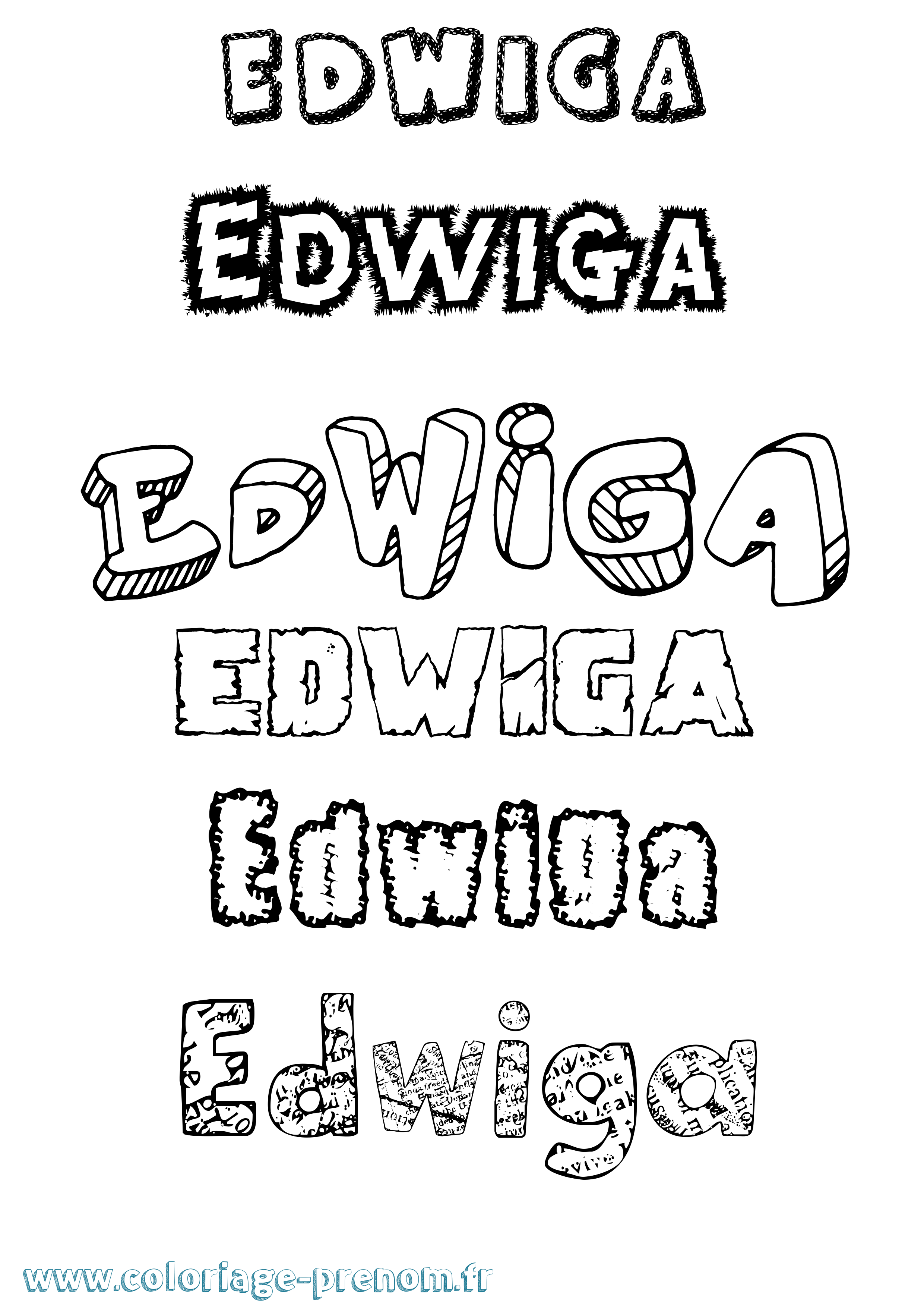 Coloriage Edwiga Destructuré Coloriage prénom Edwiga Destructuré