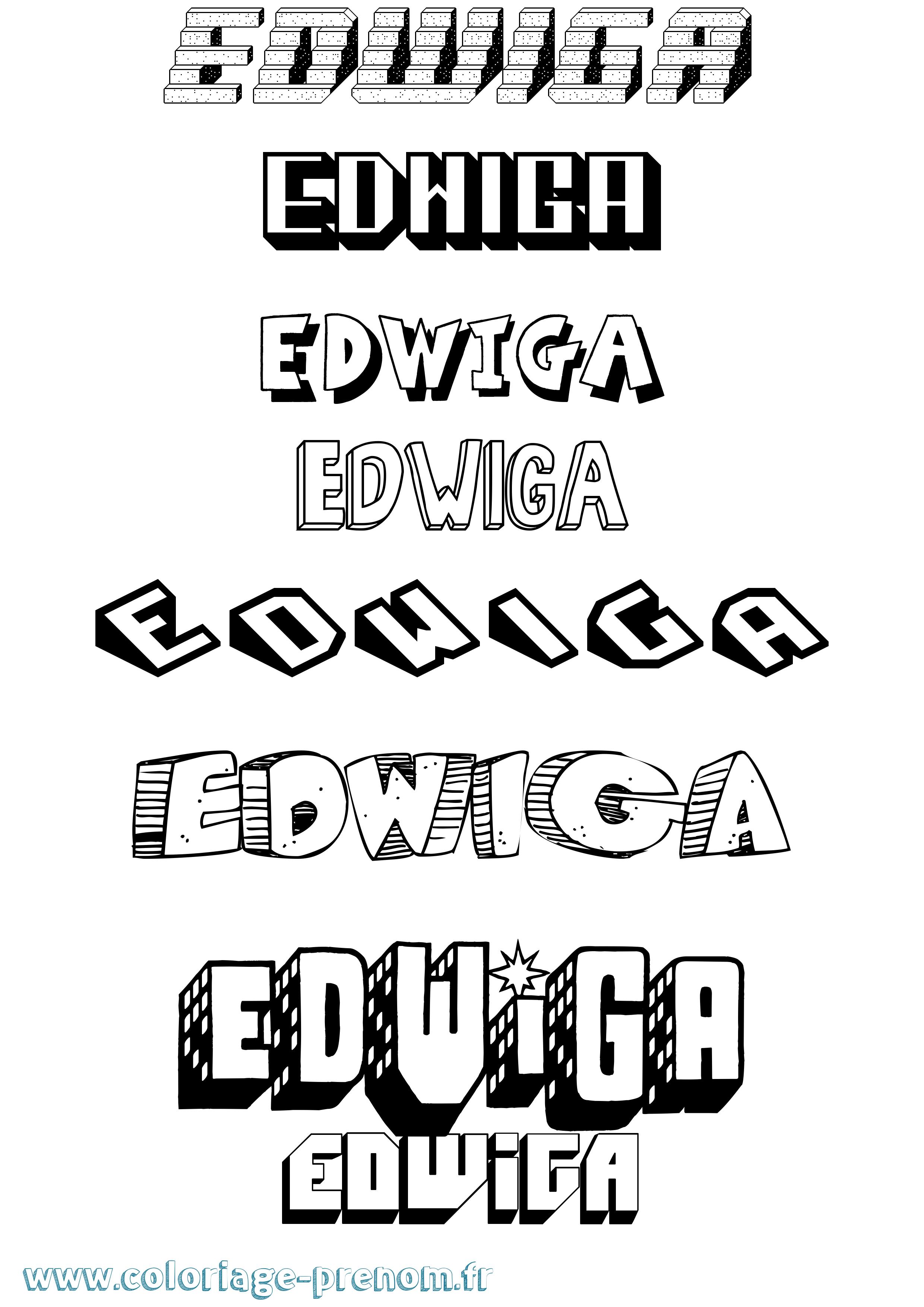 Coloriage Edwiga Effet 3D Coloriage prénom Edwiga Effet 3D