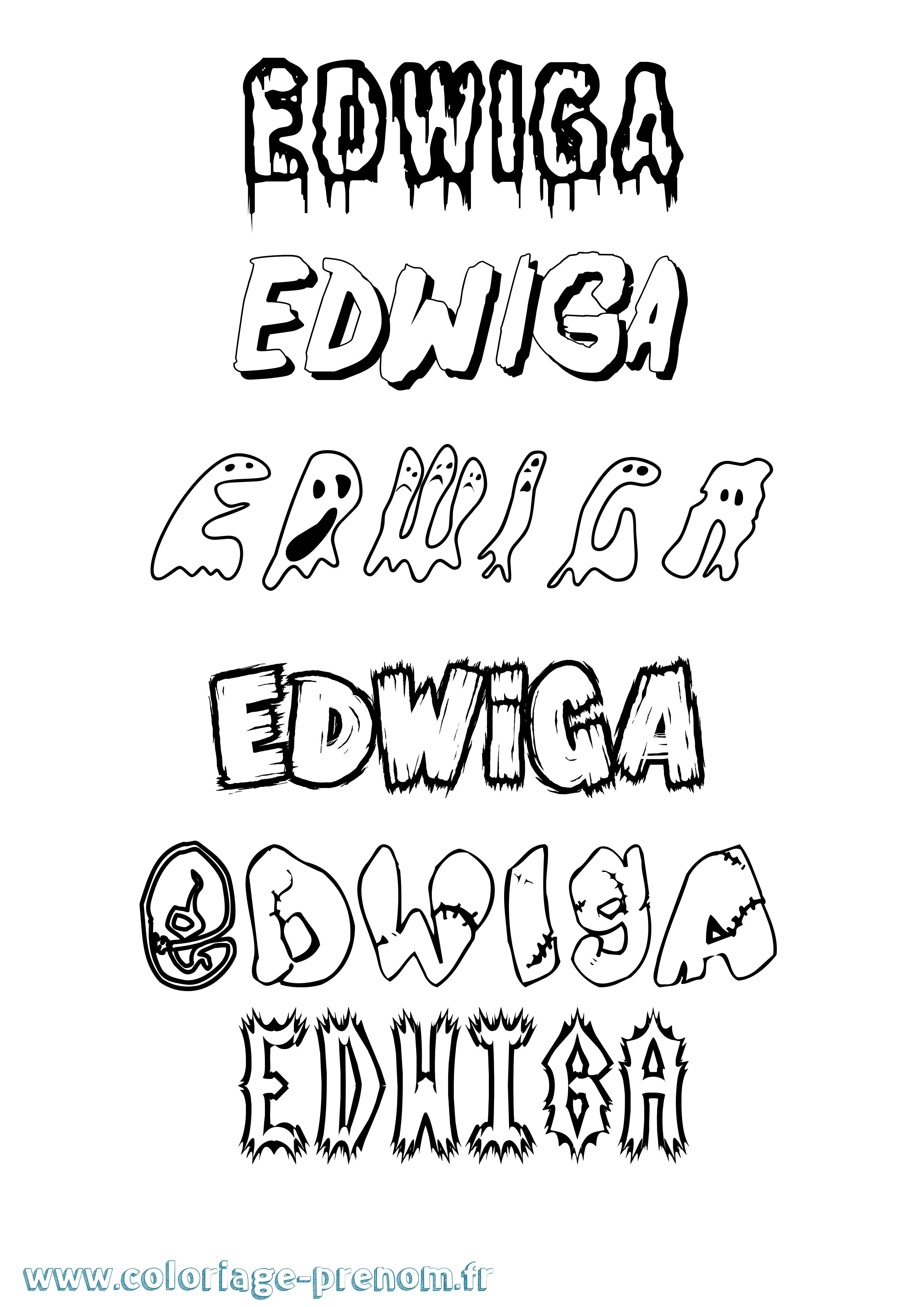 Coloriage Edwiga Frisson Coloriage prénom Edwiga Frisson