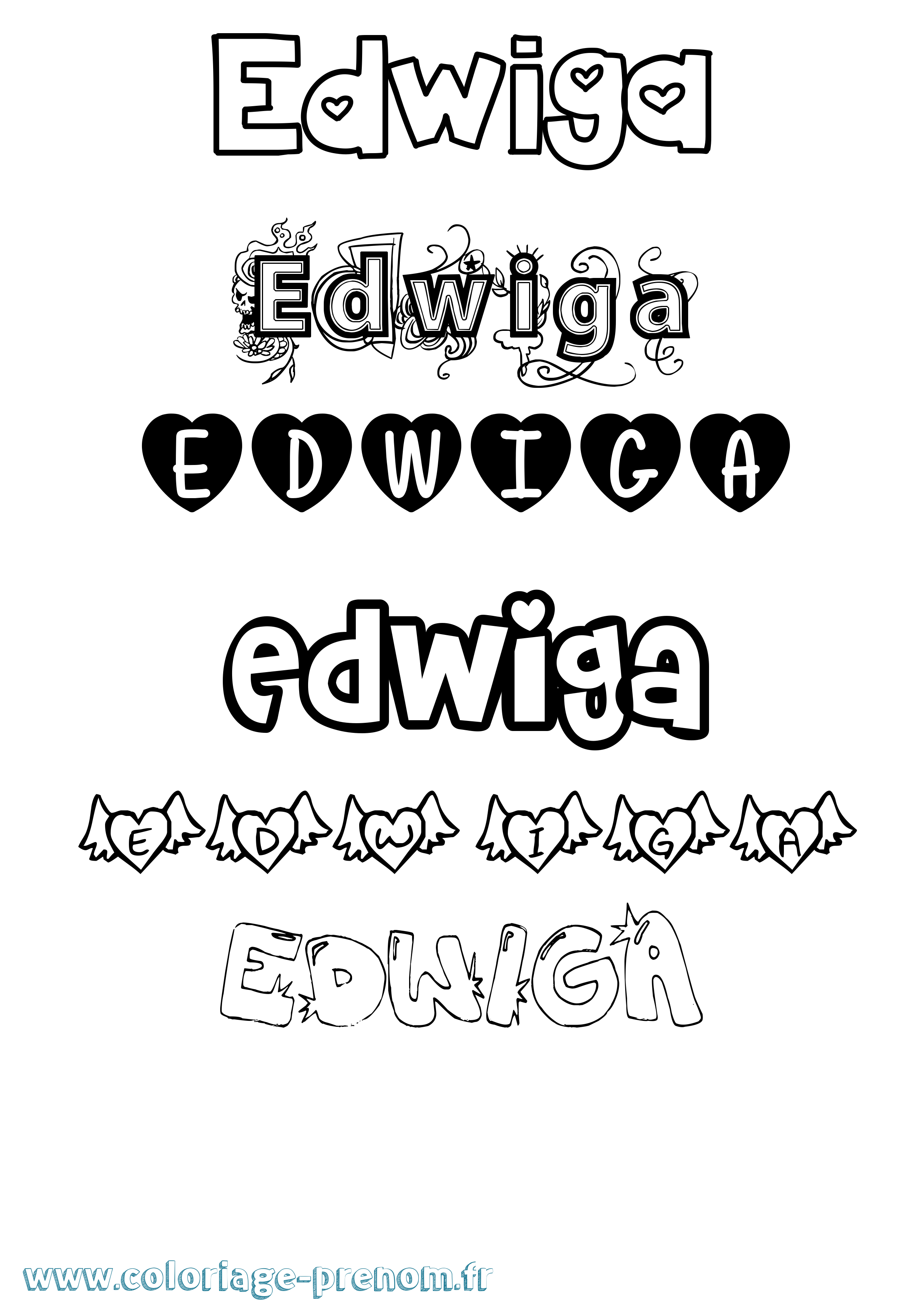 Coloriage Edwiga Girly Coloriage prénom Edwiga Girly