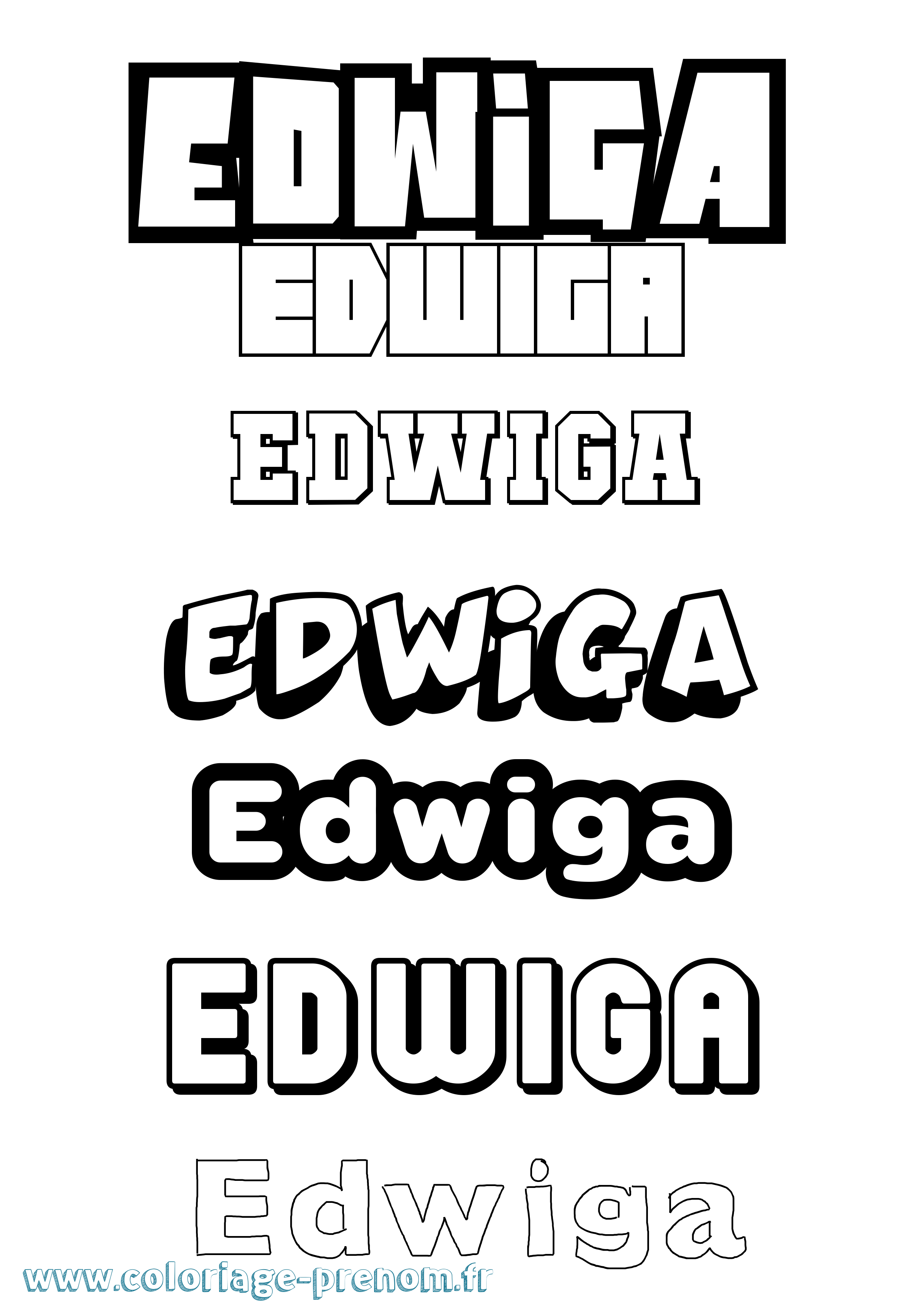Coloriage Edwiga Simple Coloriage prénom Edwiga Simple