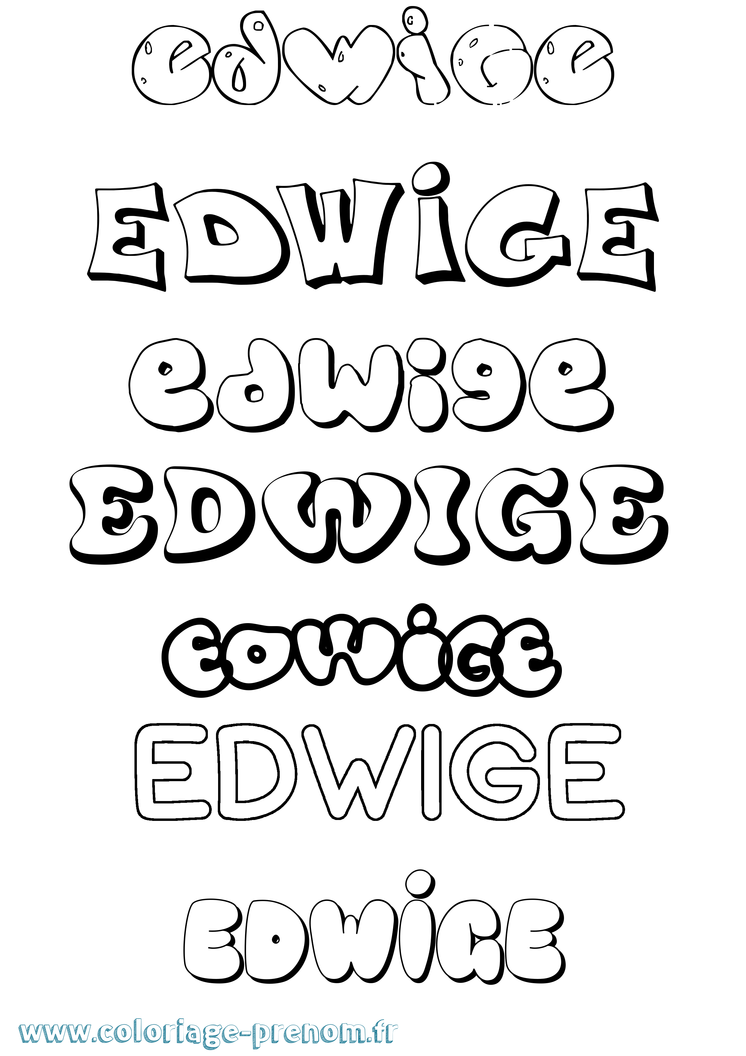 Coloriage prénom Edwige Bubble
