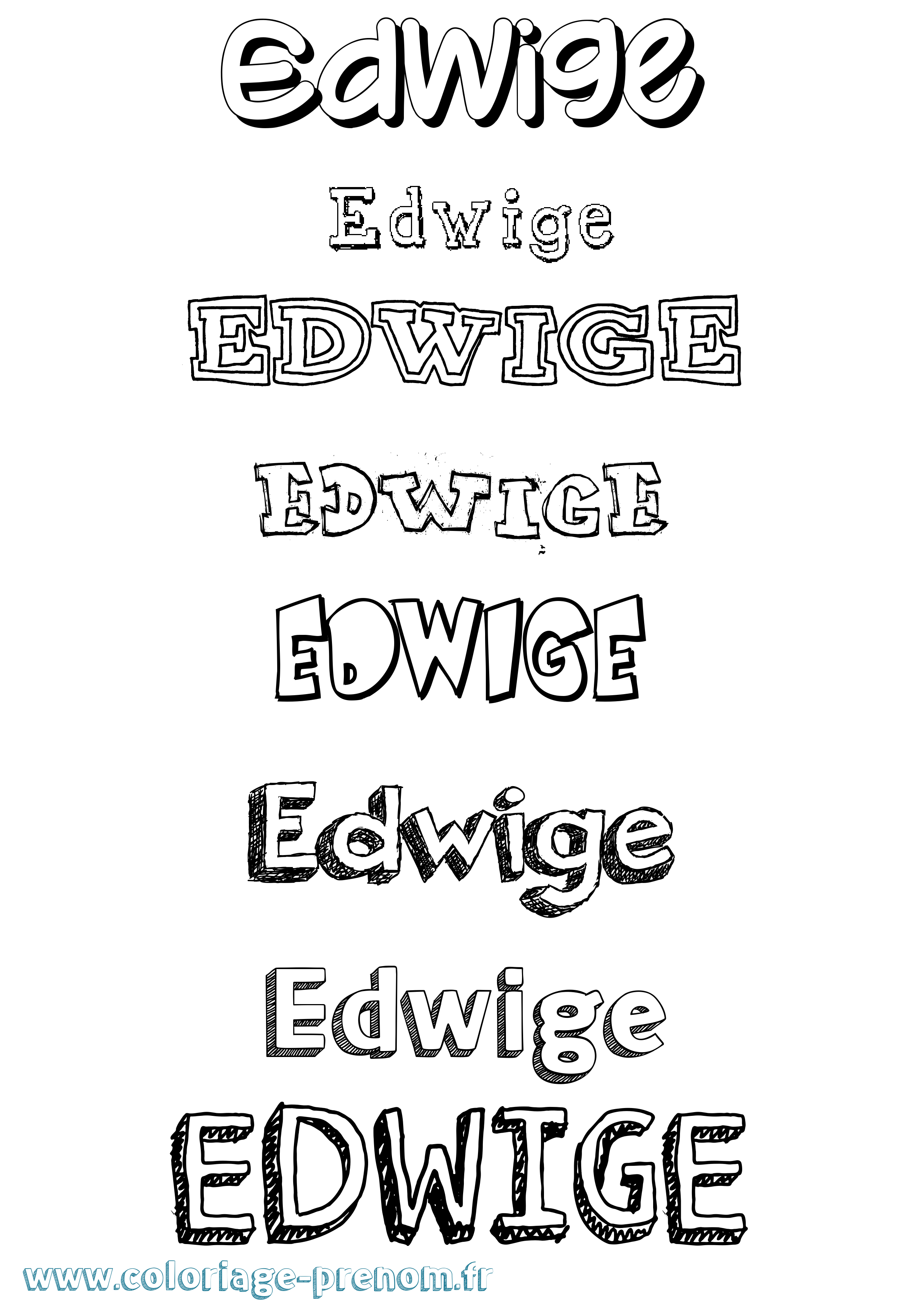 Coloriage prénom Edwige
