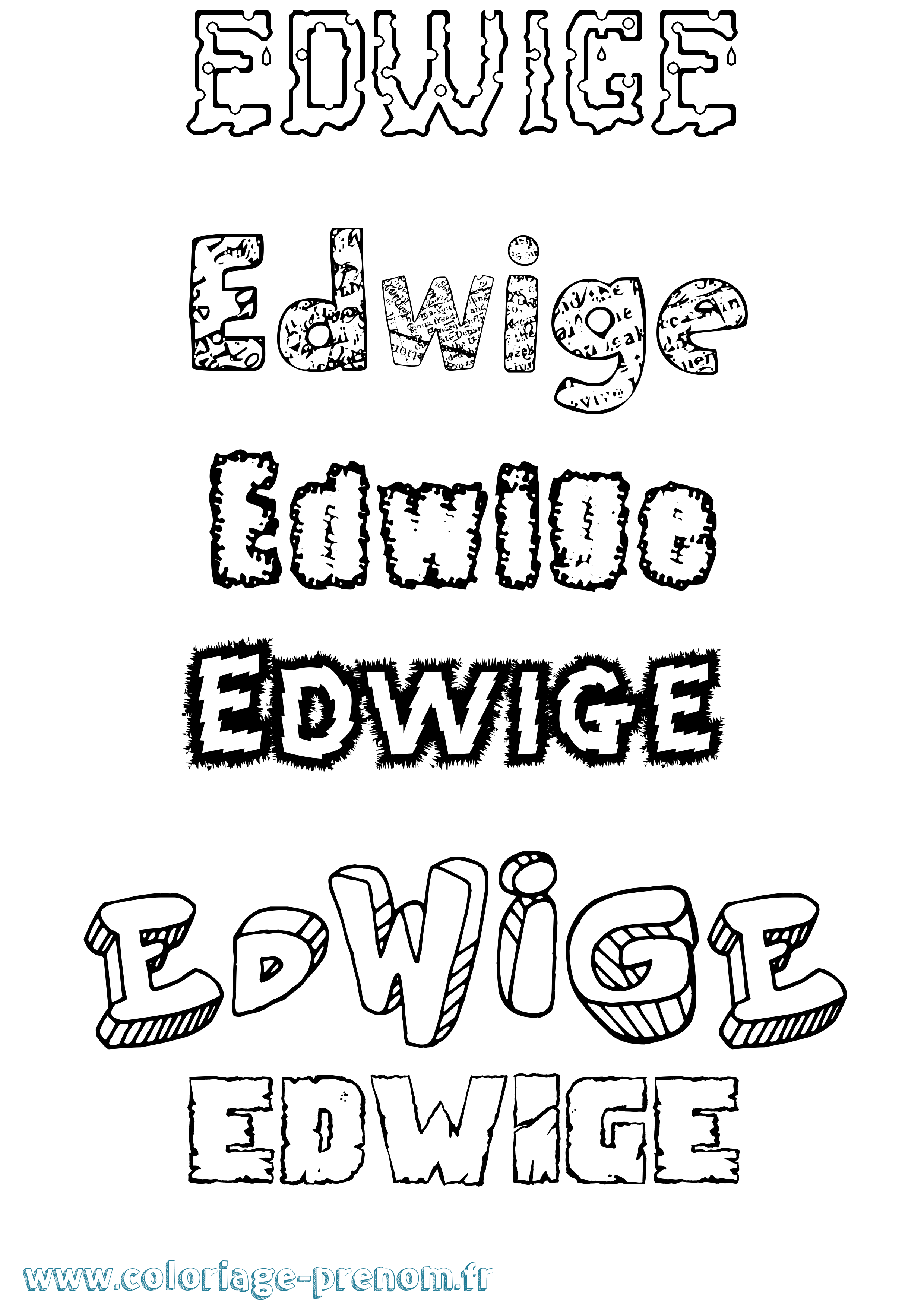 Coloriage Edwige Coloriage prénom Edwige