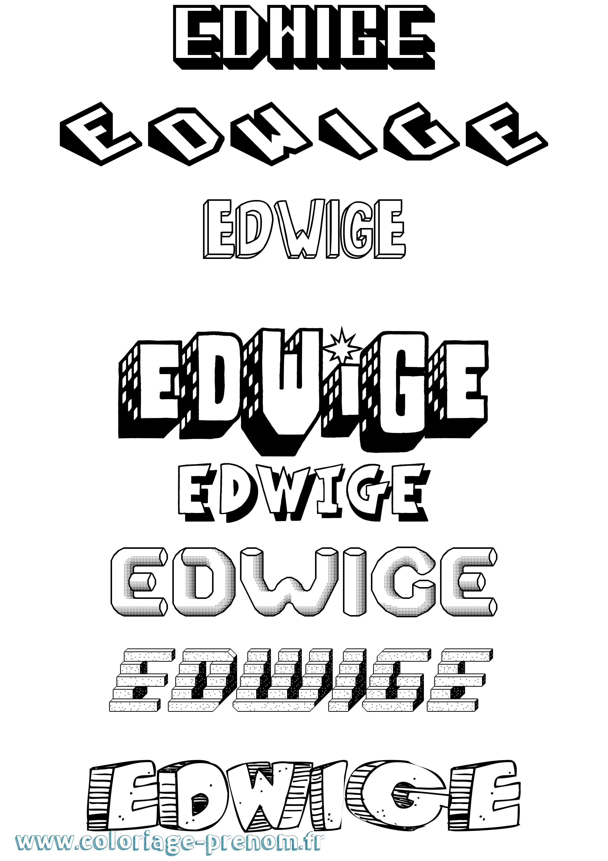 Coloriage Edwige Coloriage prénom Edwige