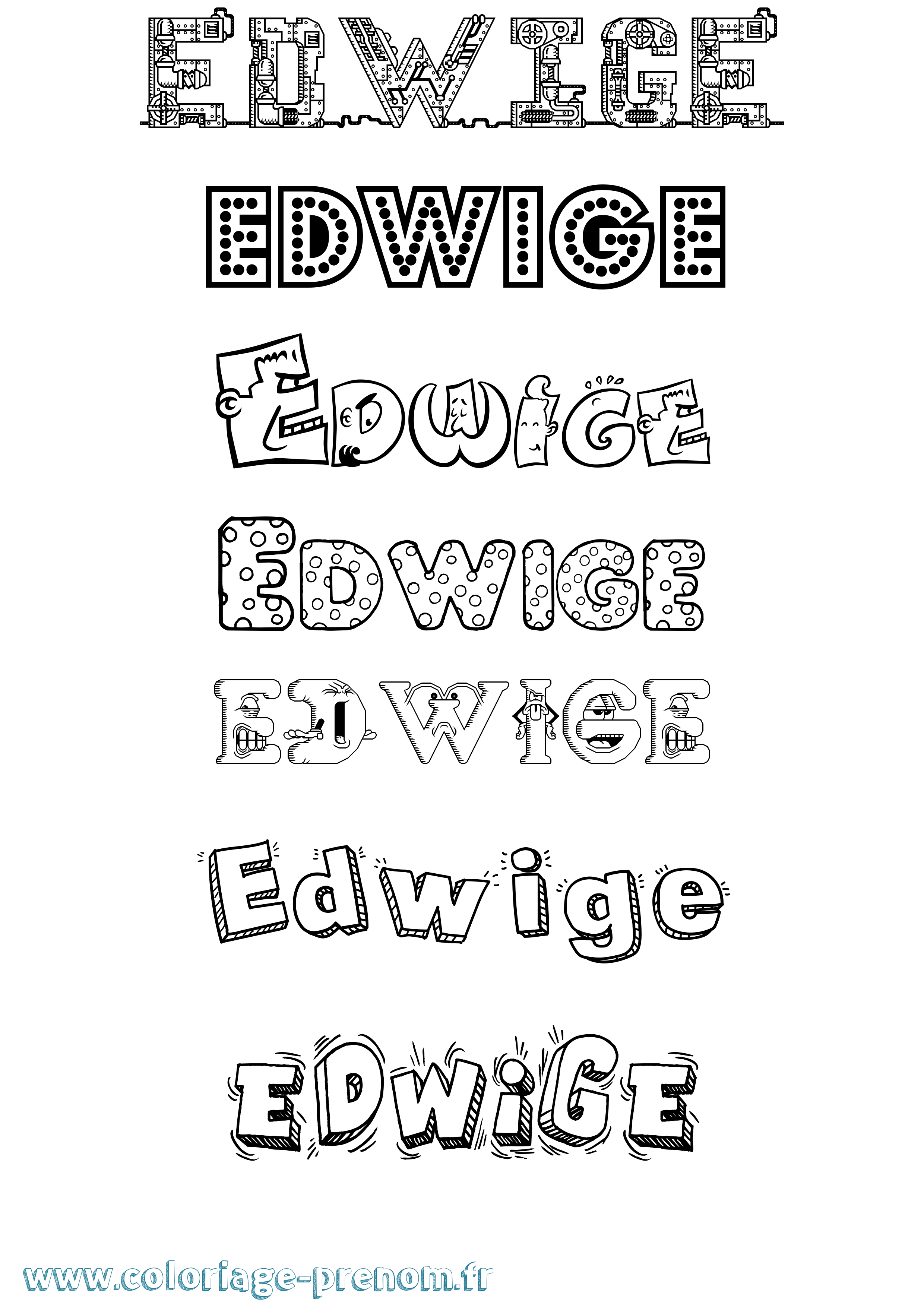 Coloriage Edwige Coloriage prénom Edwige