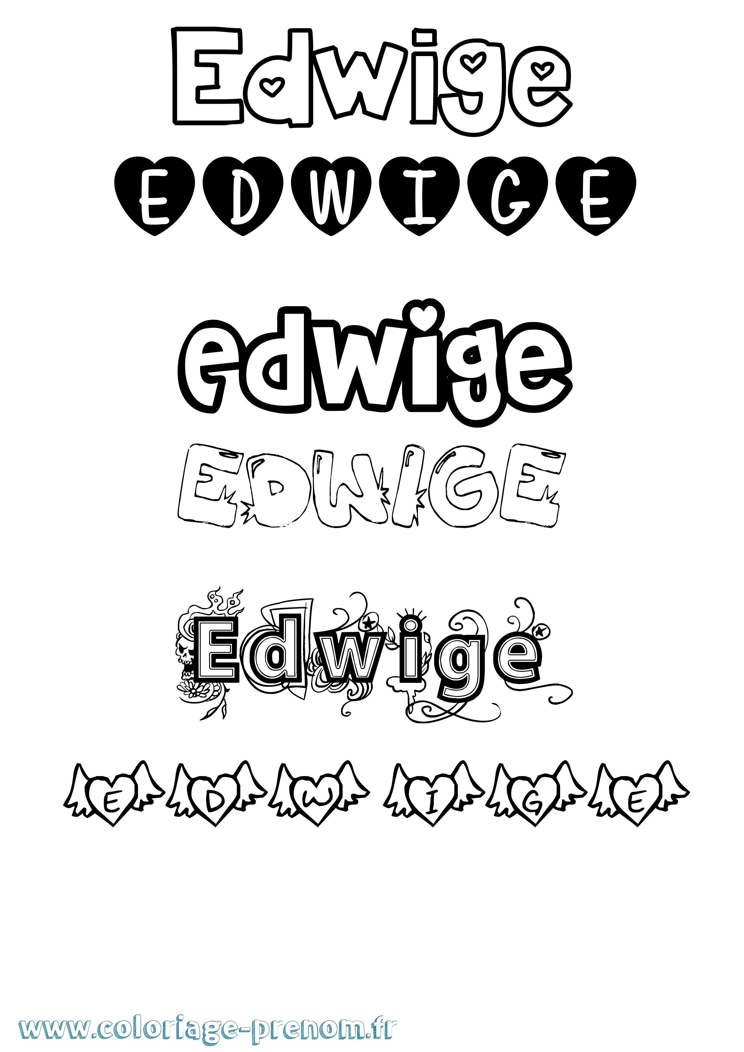 Coloriage Edwige Coloriage prénom Edwige