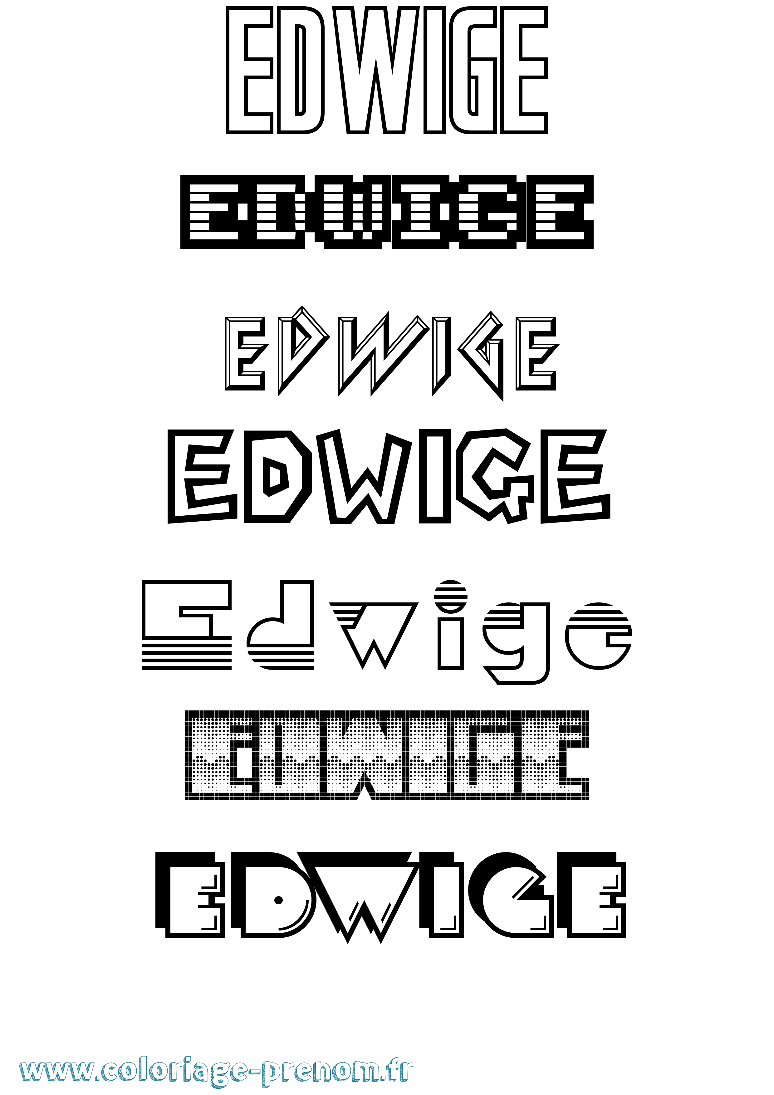 Coloriage Edwige Coloriage prénom Edwige
