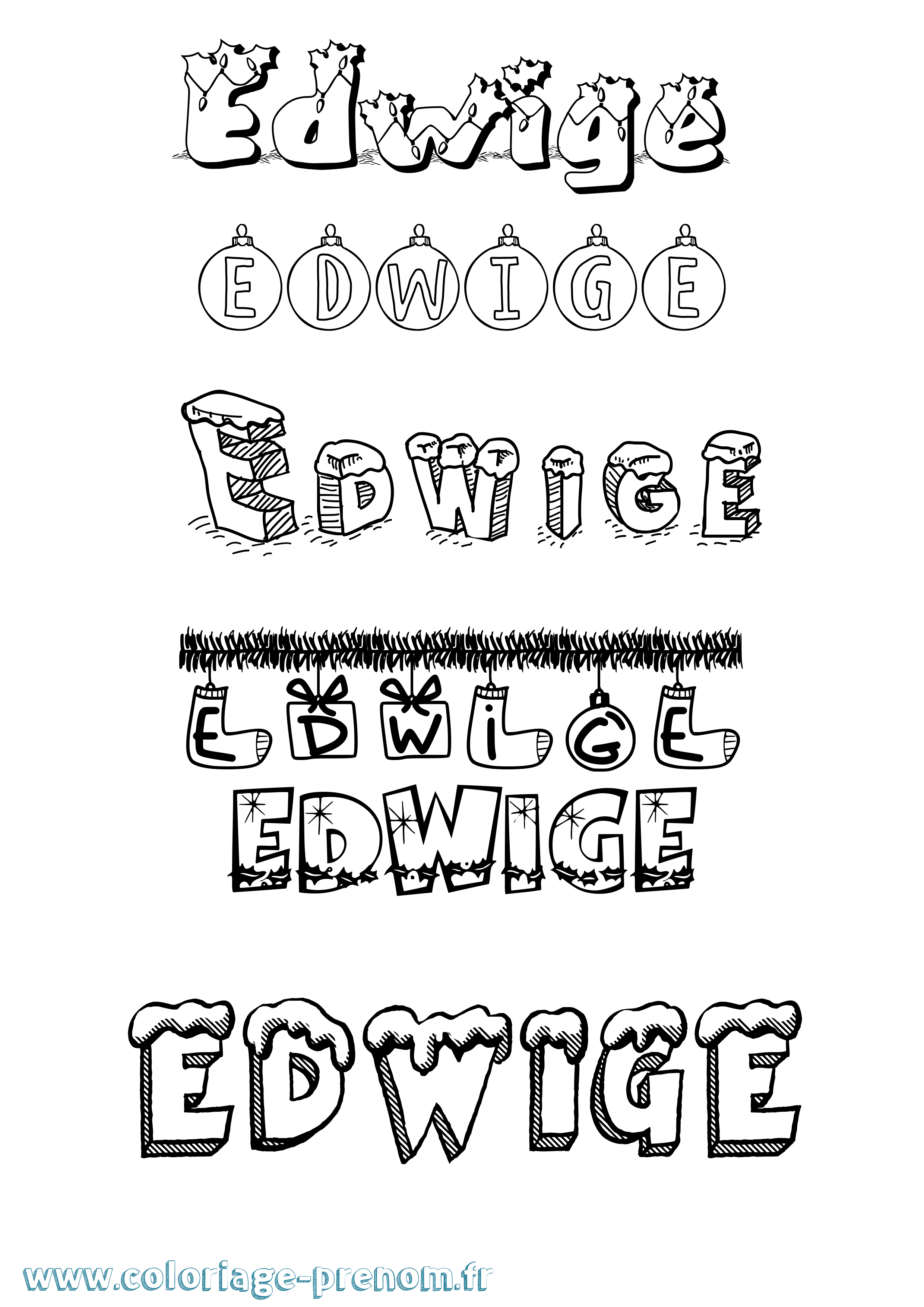 Coloriage Edwige Coloriage prénom Edwige