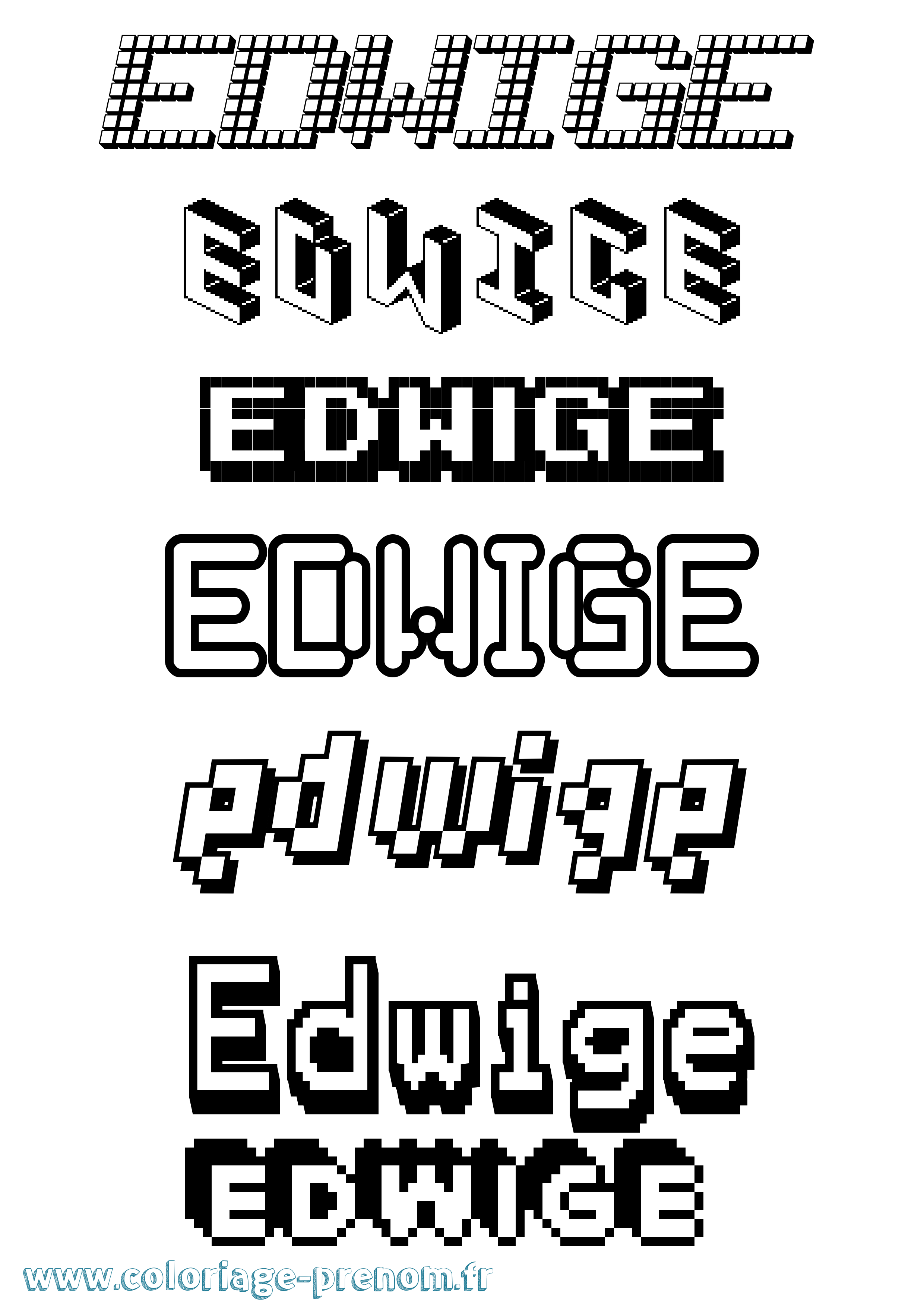 Coloriage prénom Edwige Pixel