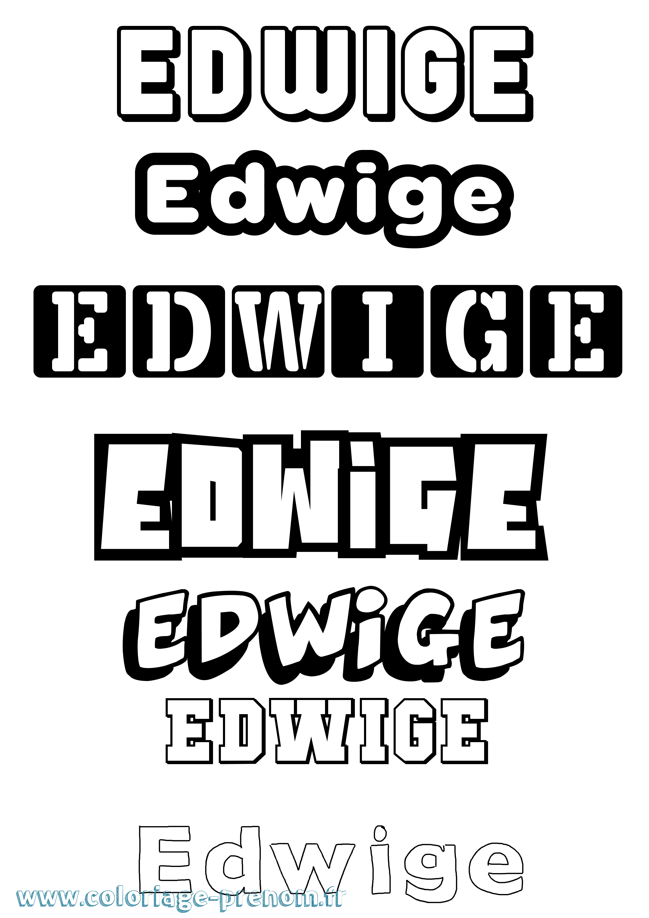 Coloriage Edwige Coloriage prénom Edwige