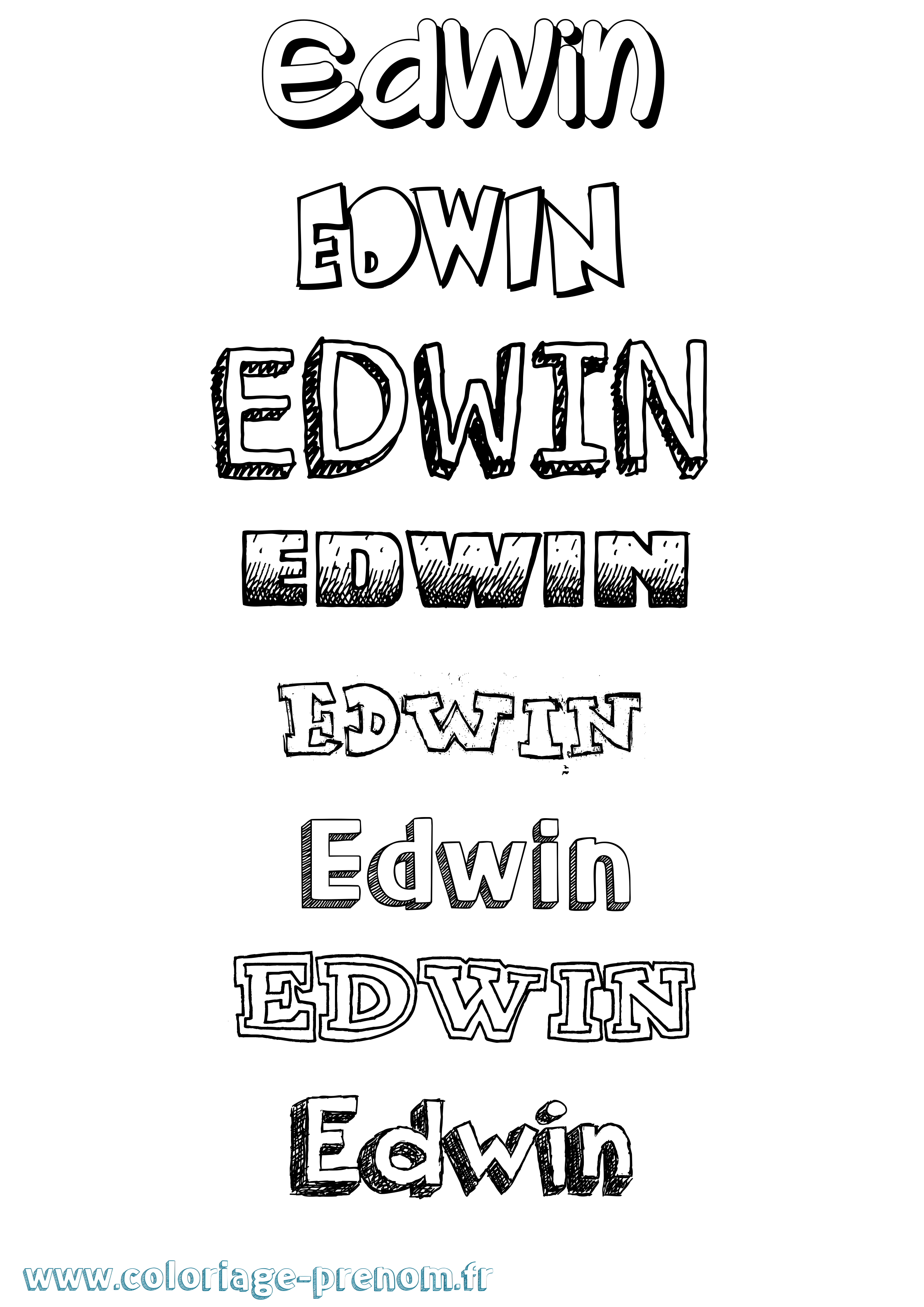 Coloriage prénom Edwin Dessiné