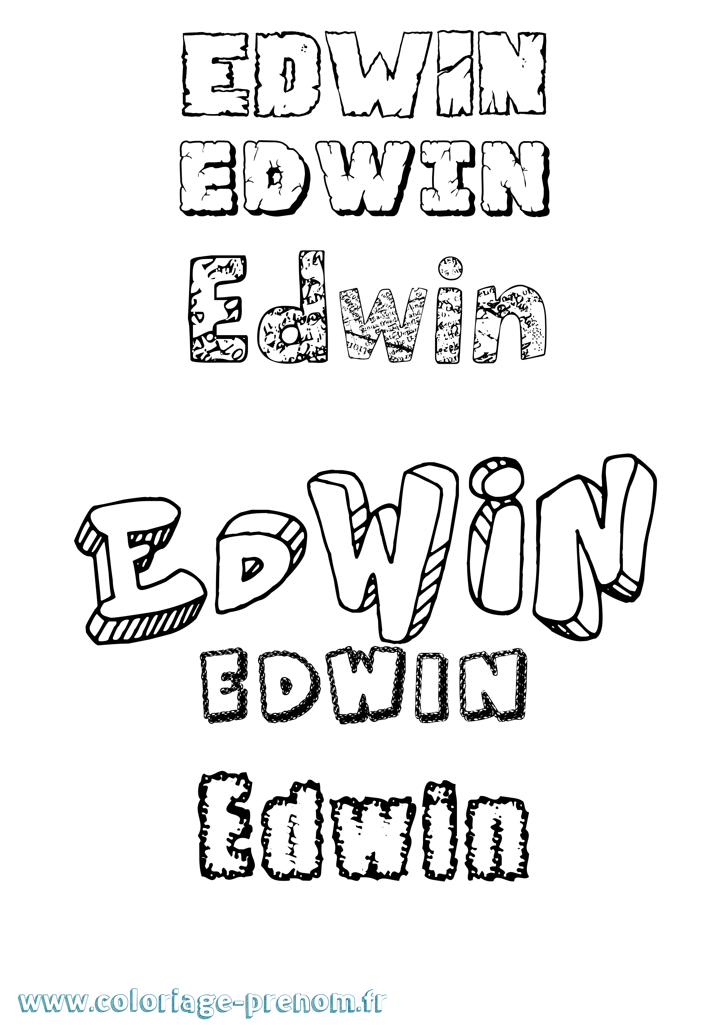Coloriage prénom Edwin Destructuré