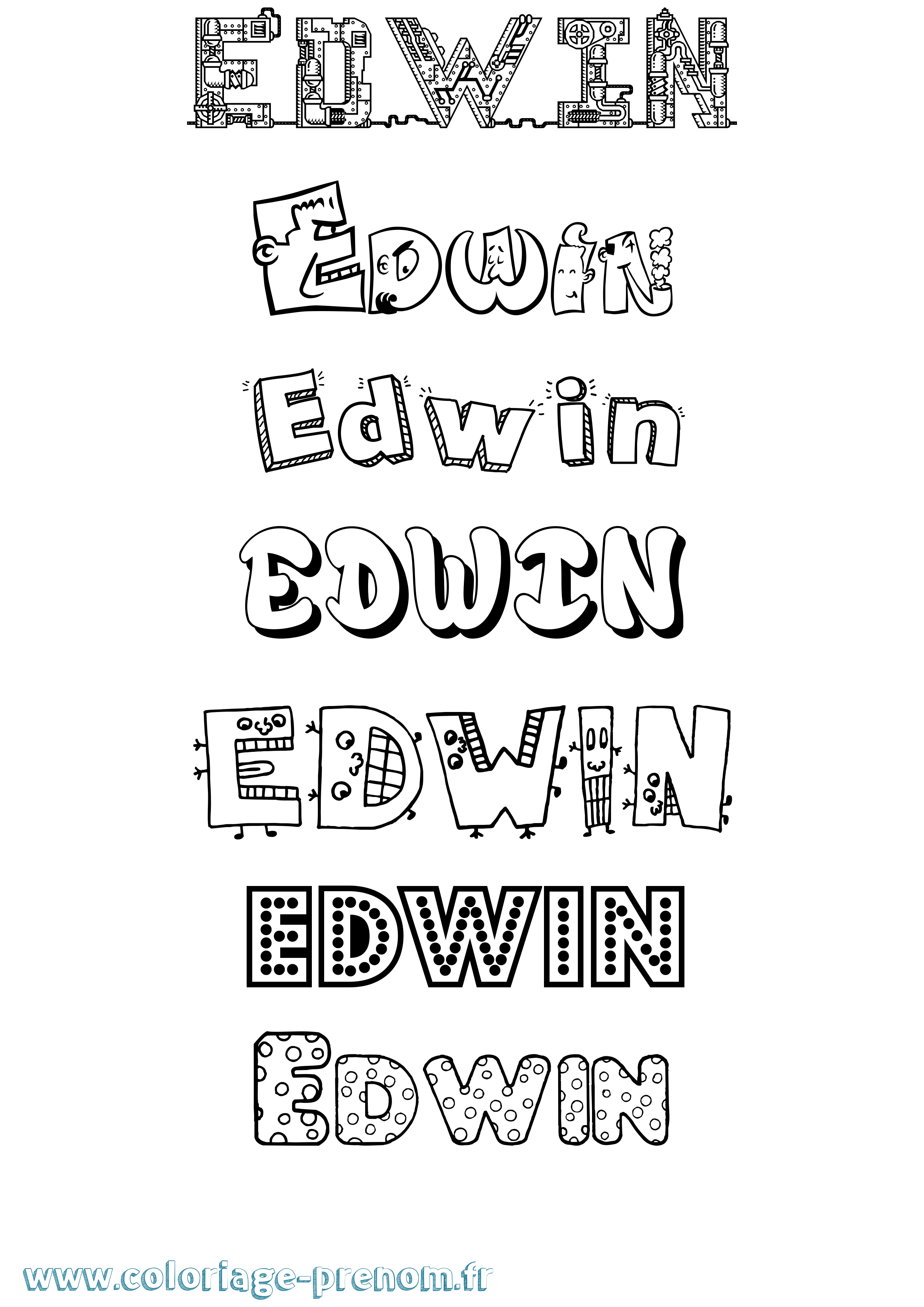 Coloriage prénom Edwin Fun