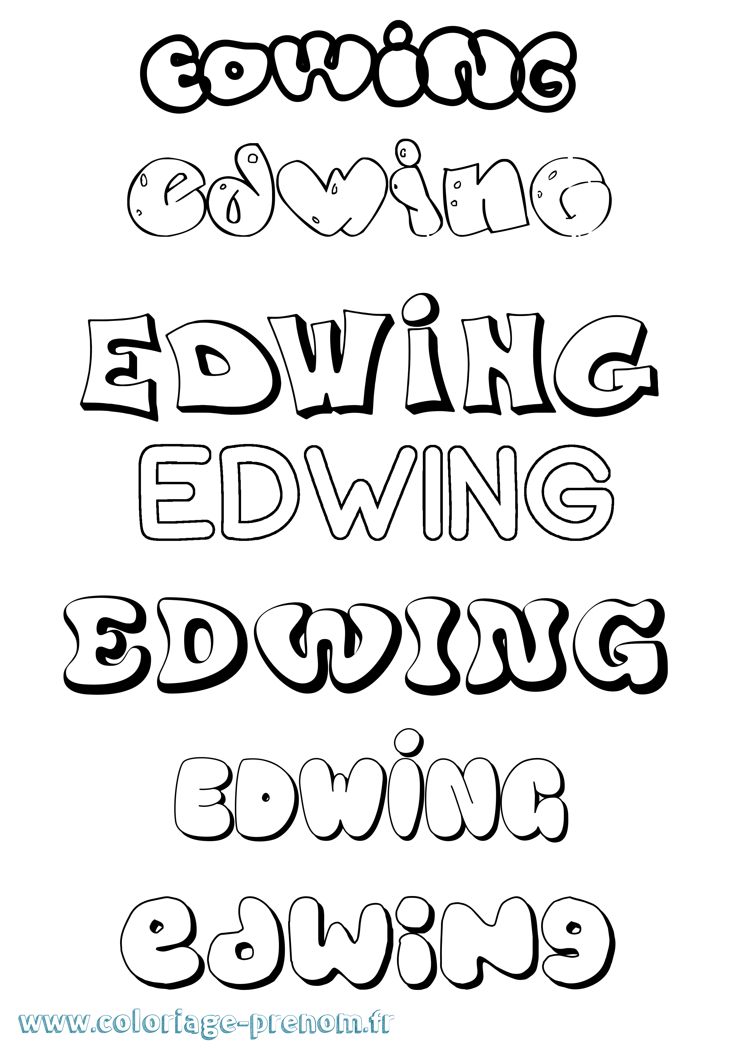 Coloriage Edwing Bubble Coloriage prénom Edwing Bubble