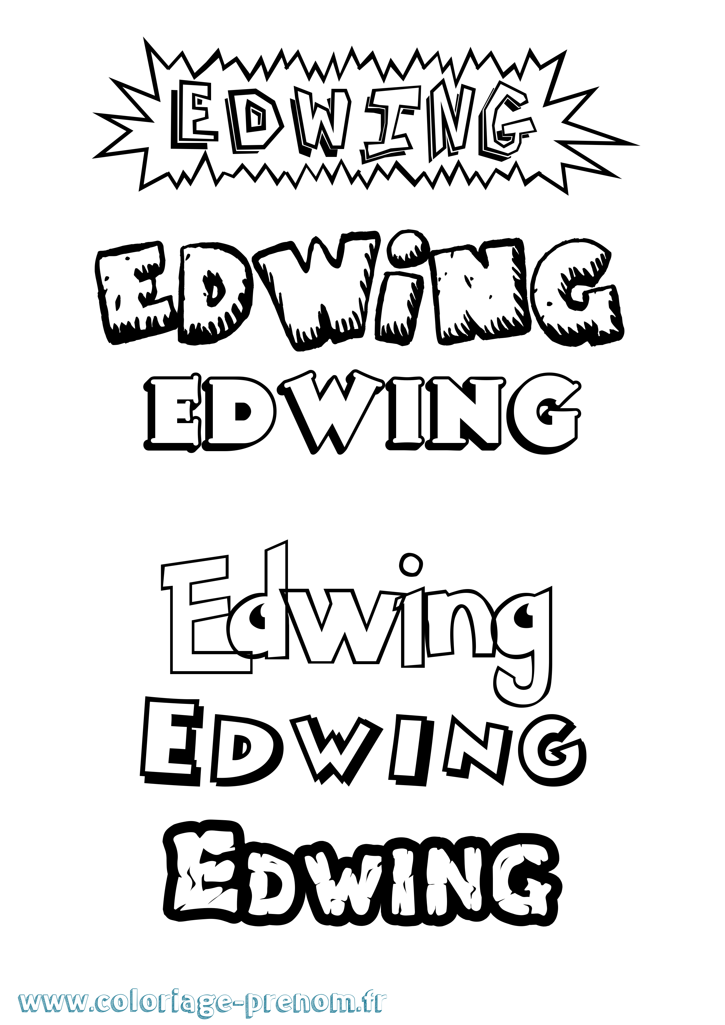 Coloriage Edwing Dessin Animé Coloriage prénom Edwing Dessin Animé