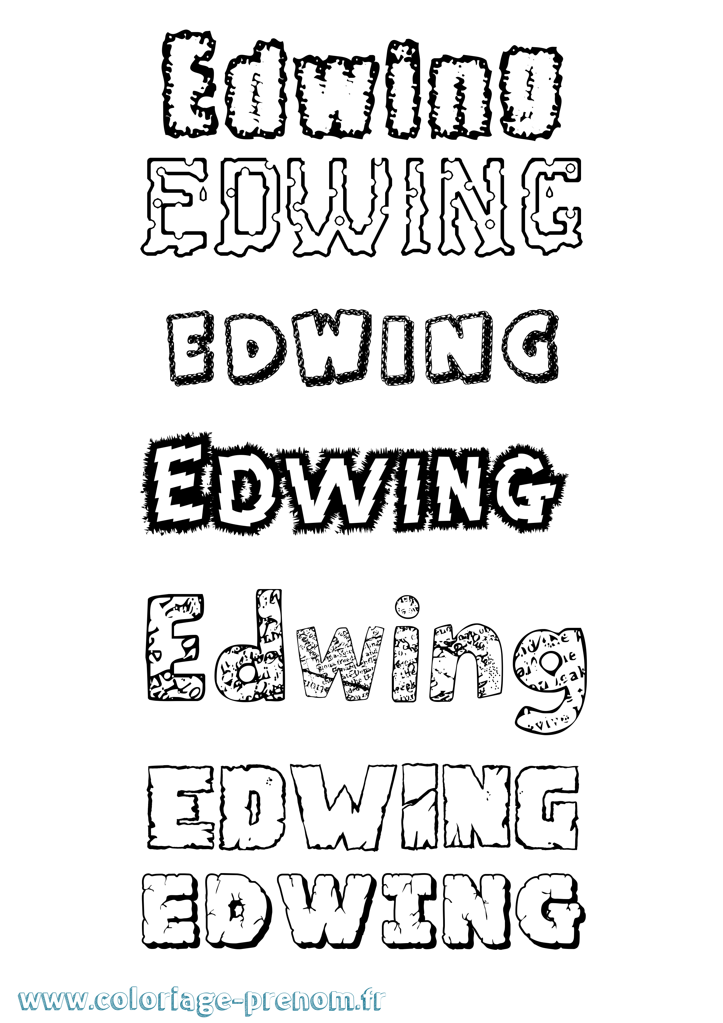 Coloriage Edwing Destructuré Coloriage prénom Edwing Destructuré