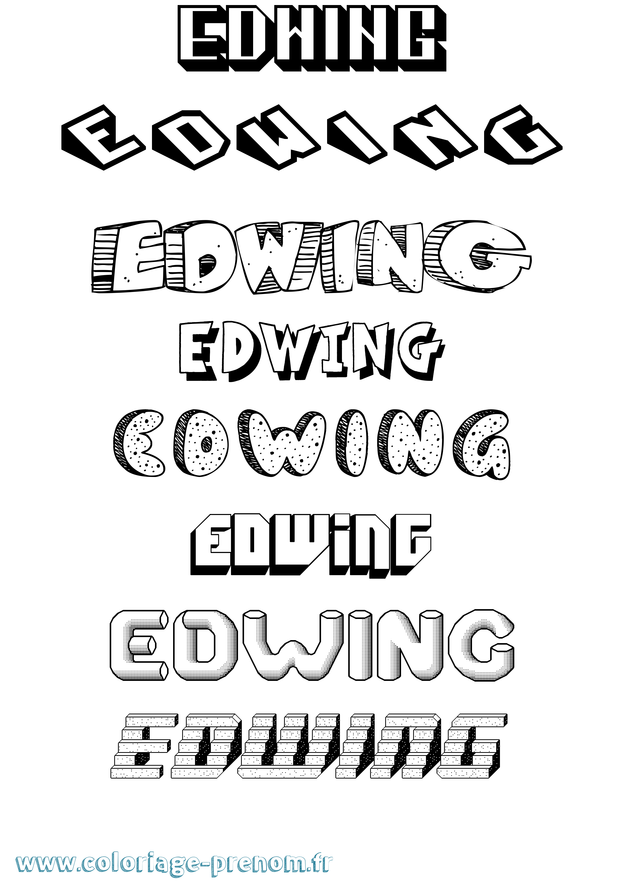 Coloriage Edwing Effet 3D Coloriage prénom Edwing Effet 3D