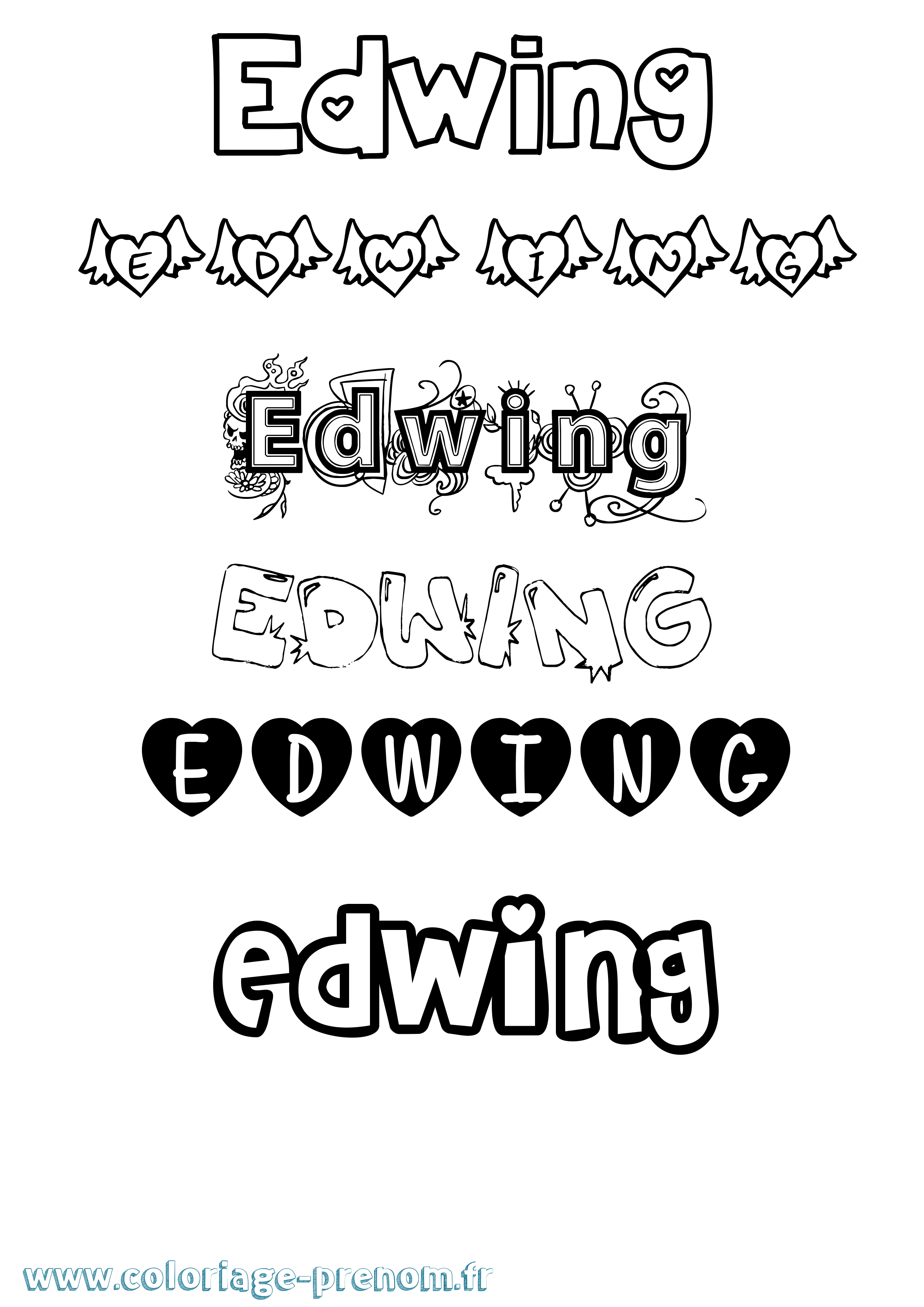Coloriage Edwing Girly Coloriage prénom Edwing Girly