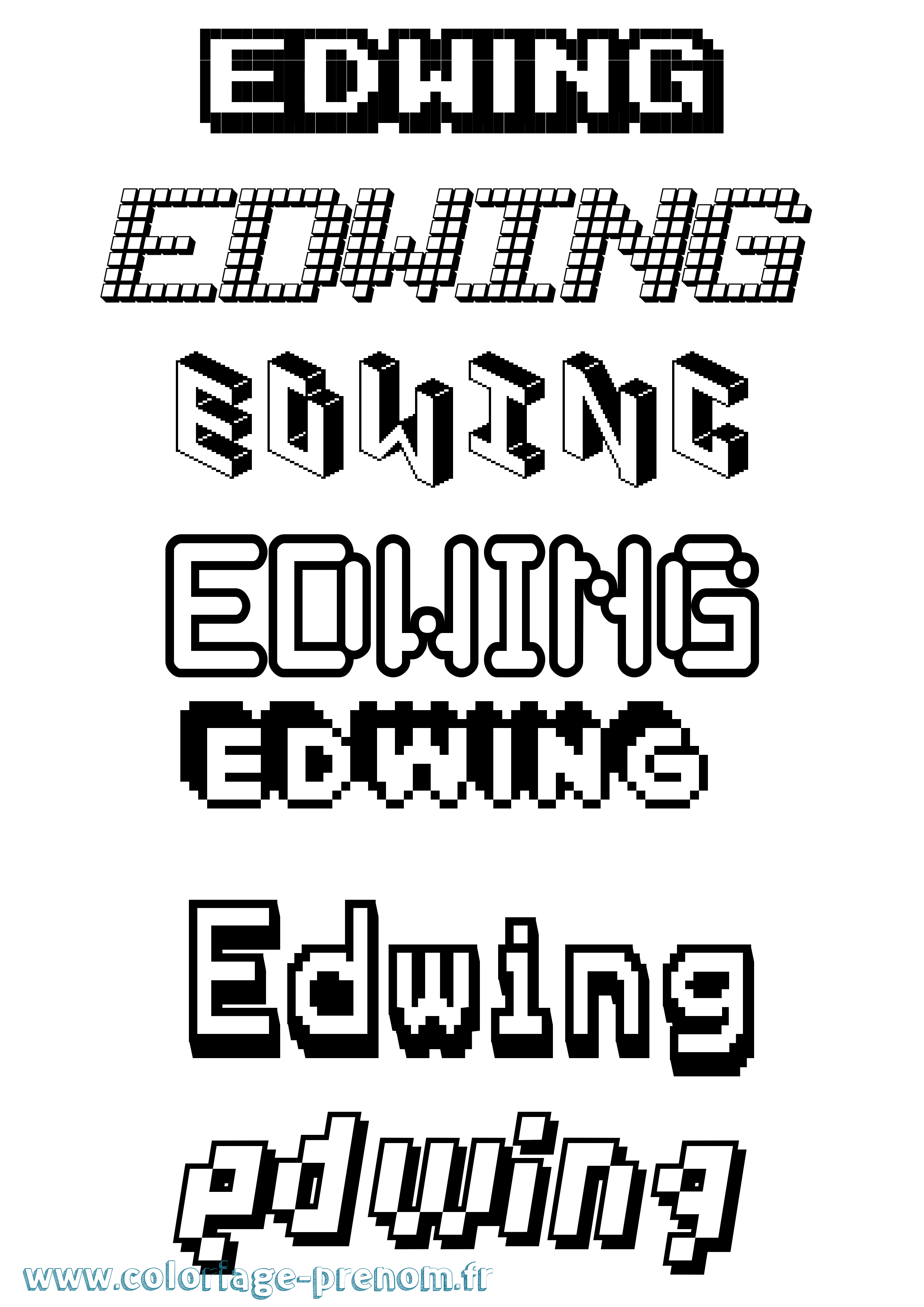 Coloriage Edwing Pixel Coloriage prénom Edwing Pixel