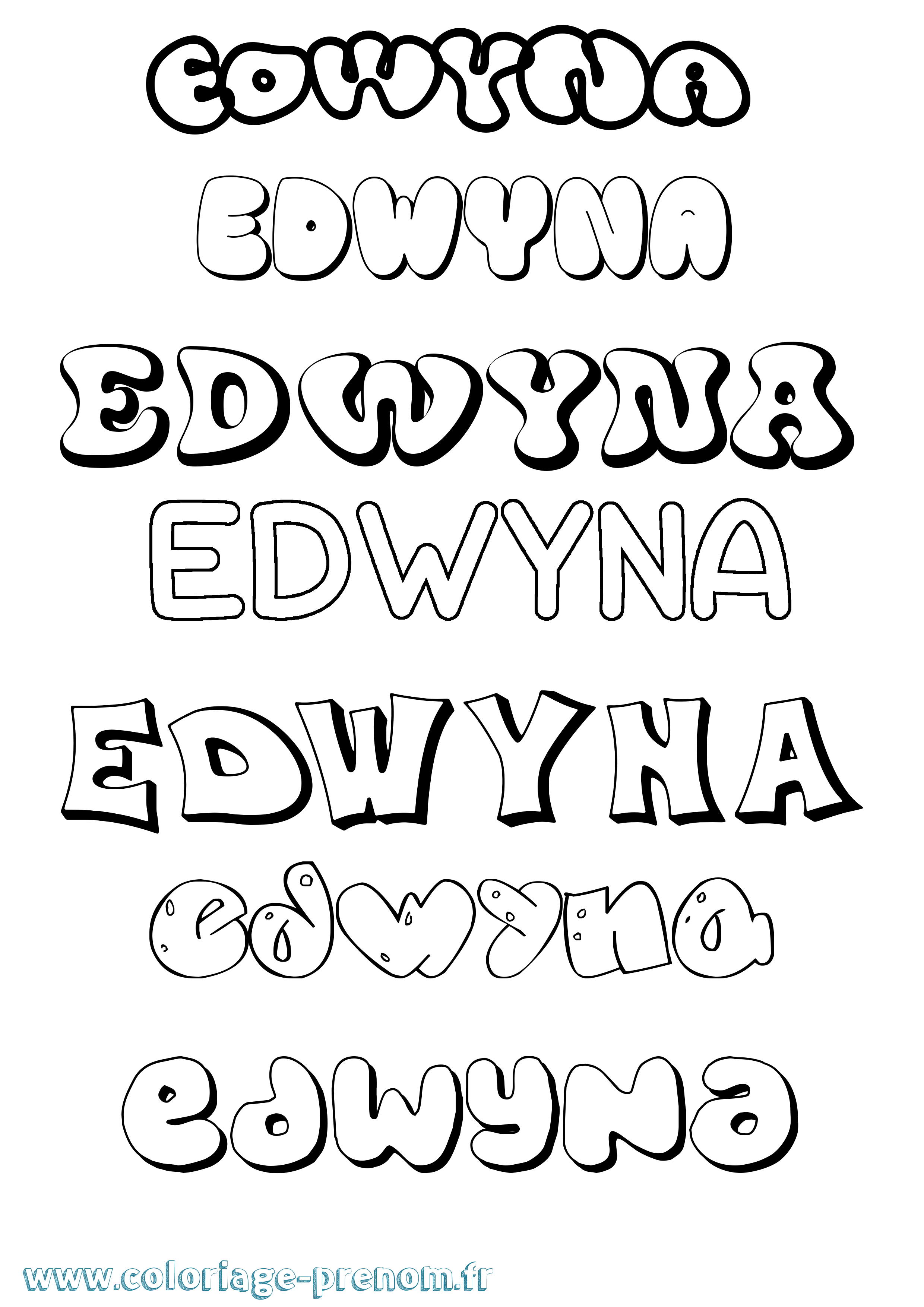 Coloriage Edwyna Bubble Coloriage prénom Edwyna Bubble