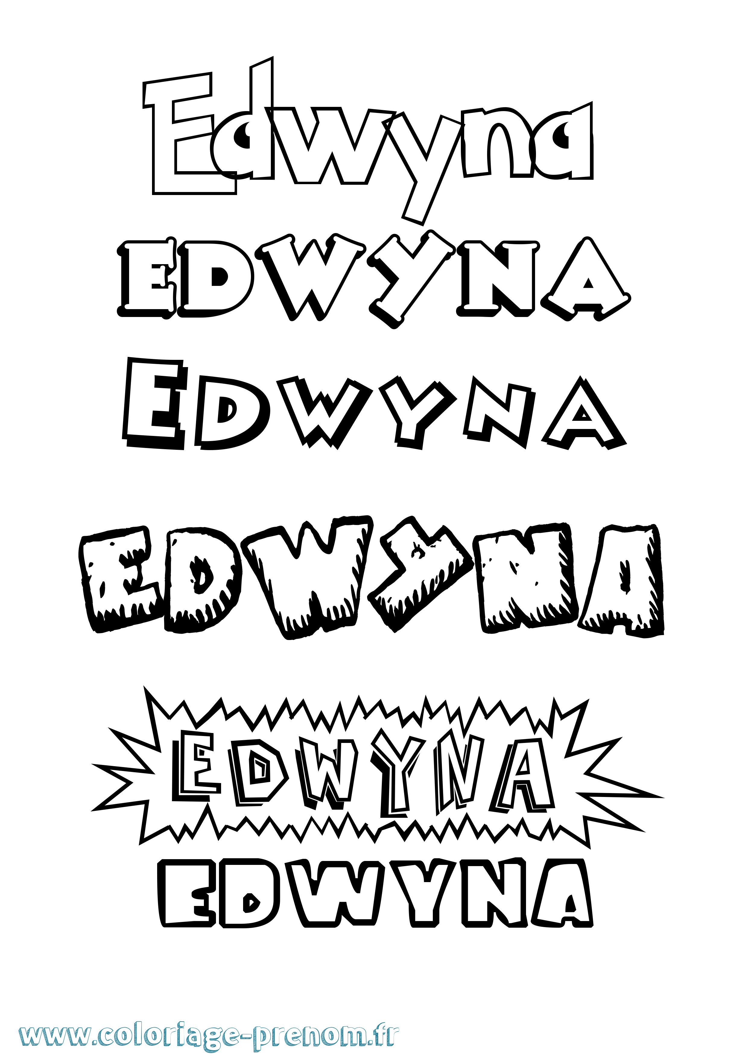 Coloriage Edwyna Dessin Animé Coloriage prénom Edwyna Dessin Animé