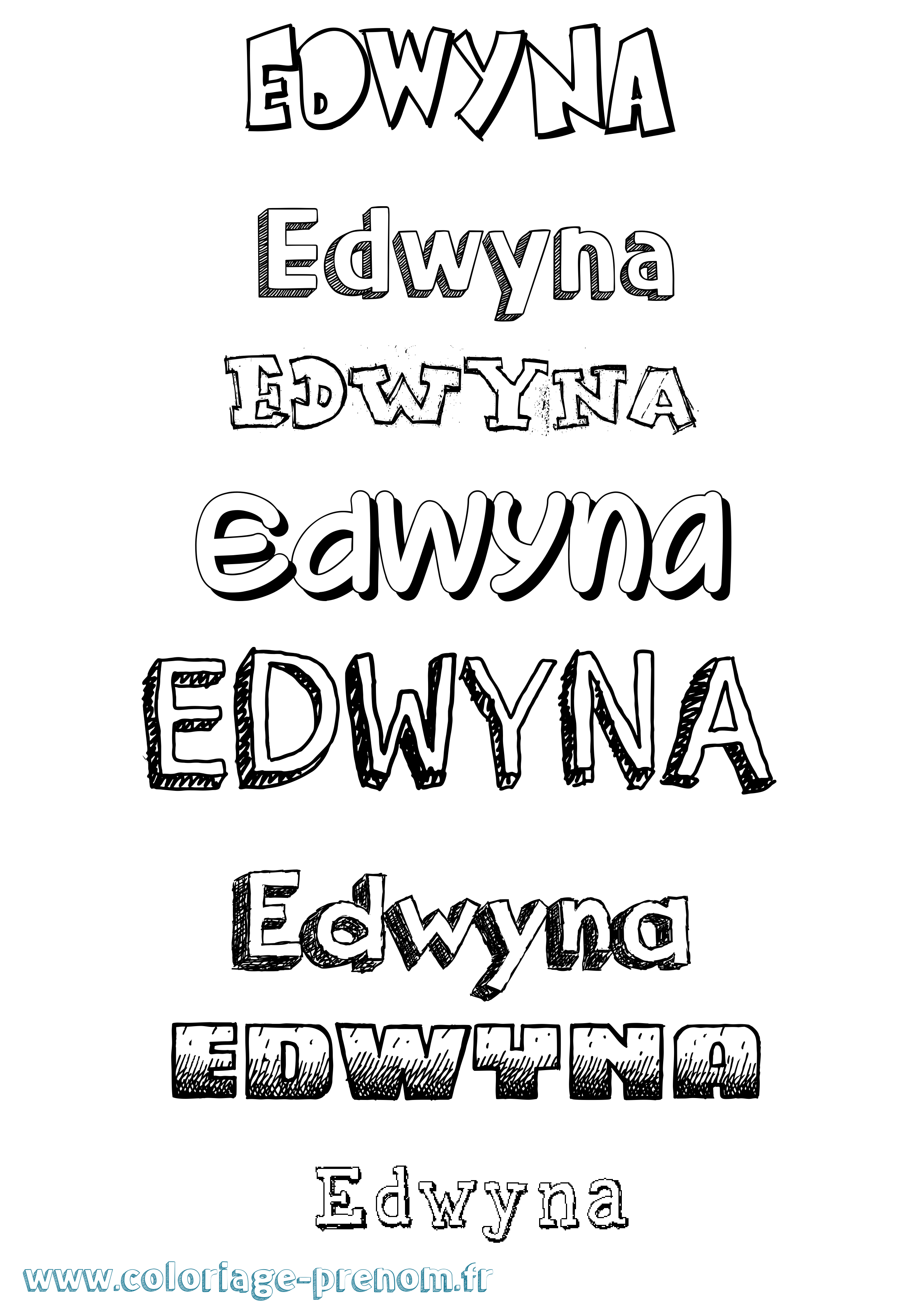 Coloriage Edwyna Dessiné Coloriage prénom Edwyna Dessiné