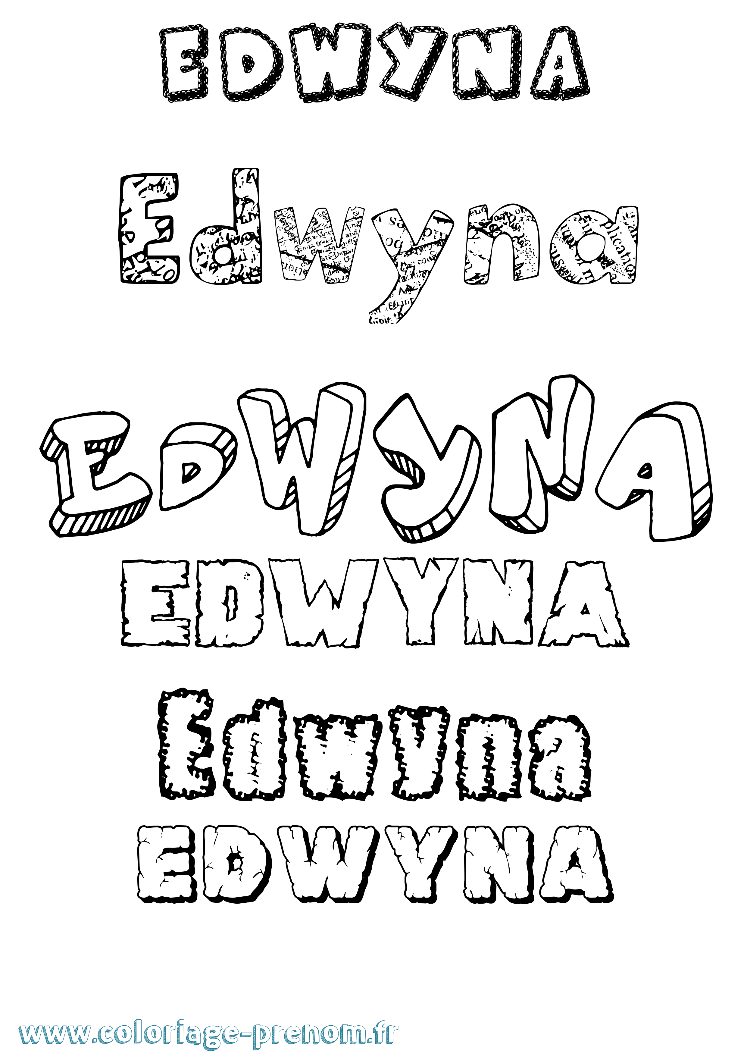 Coloriage Edwyna Destructuré Coloriage prénom Edwyna Destructuré
