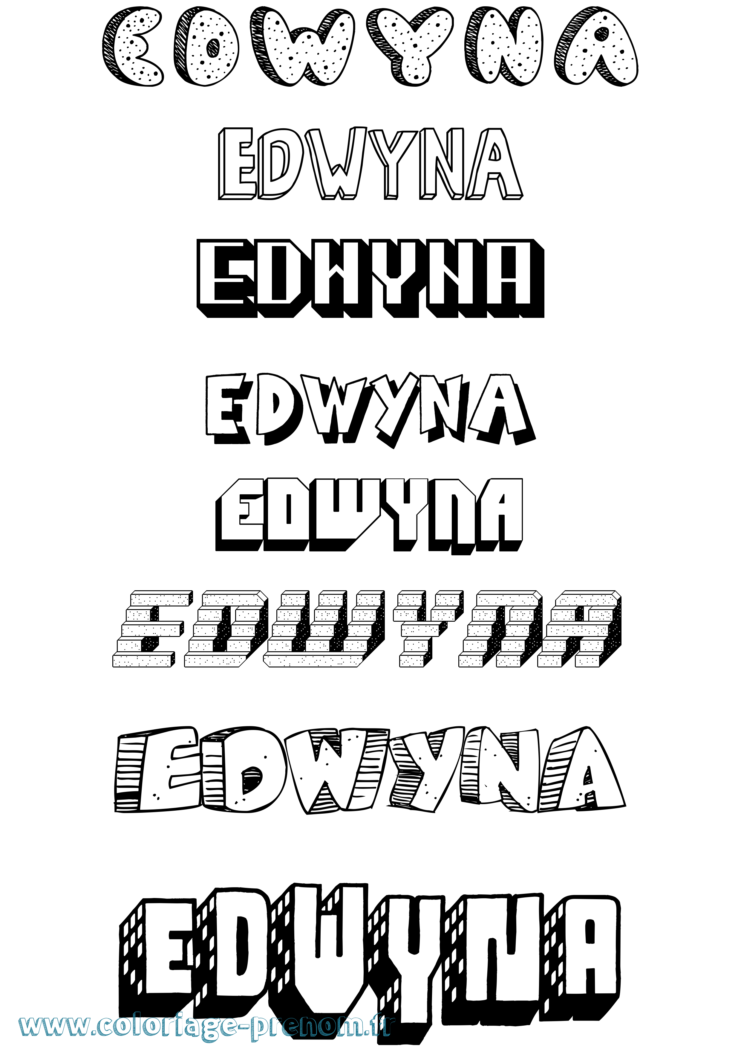 Coloriage Edwyna Effet 3D Coloriage prénom Edwyna Effet 3D