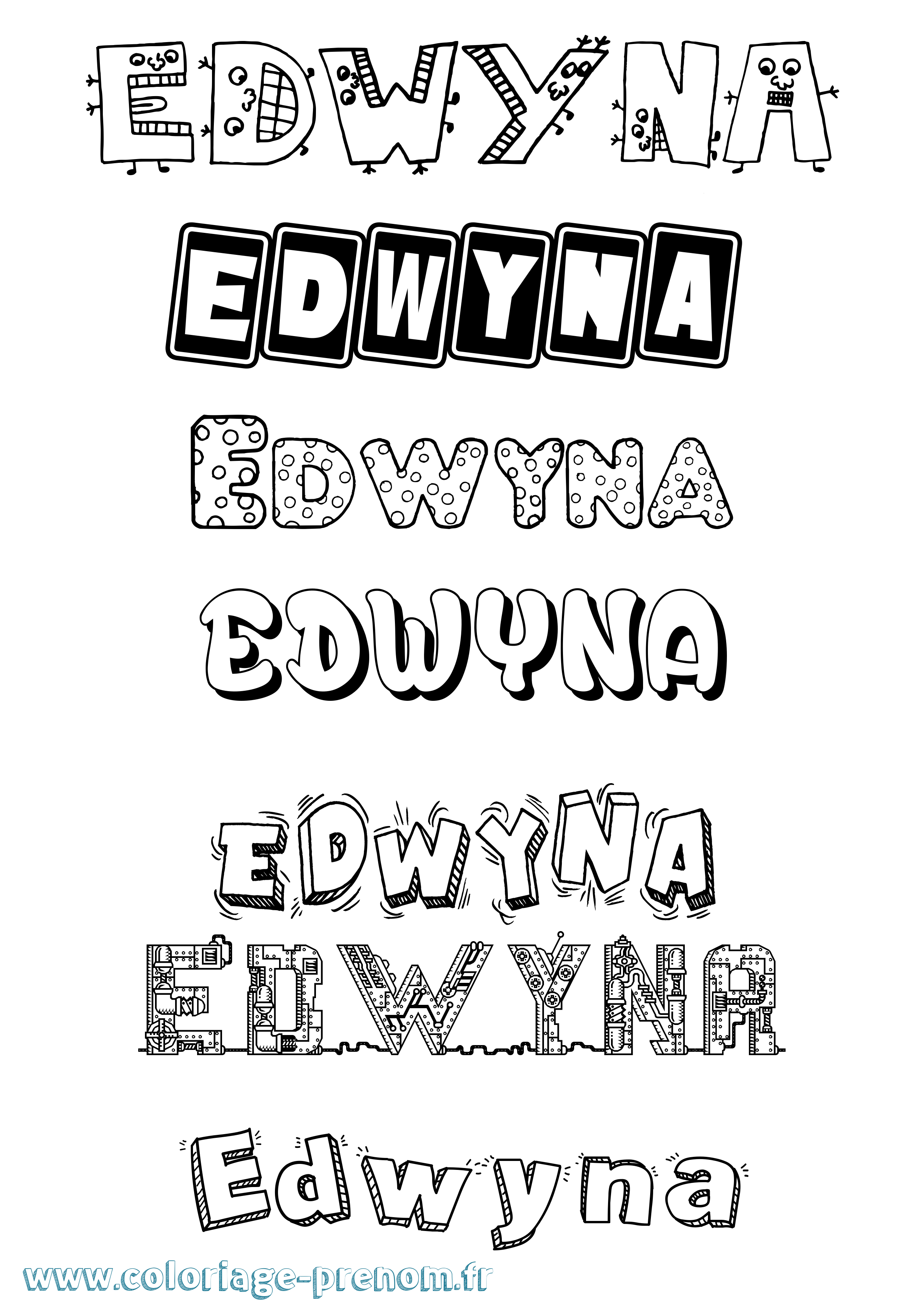 Coloriage Edwyna Fun Coloriage prénom Edwyna Fun