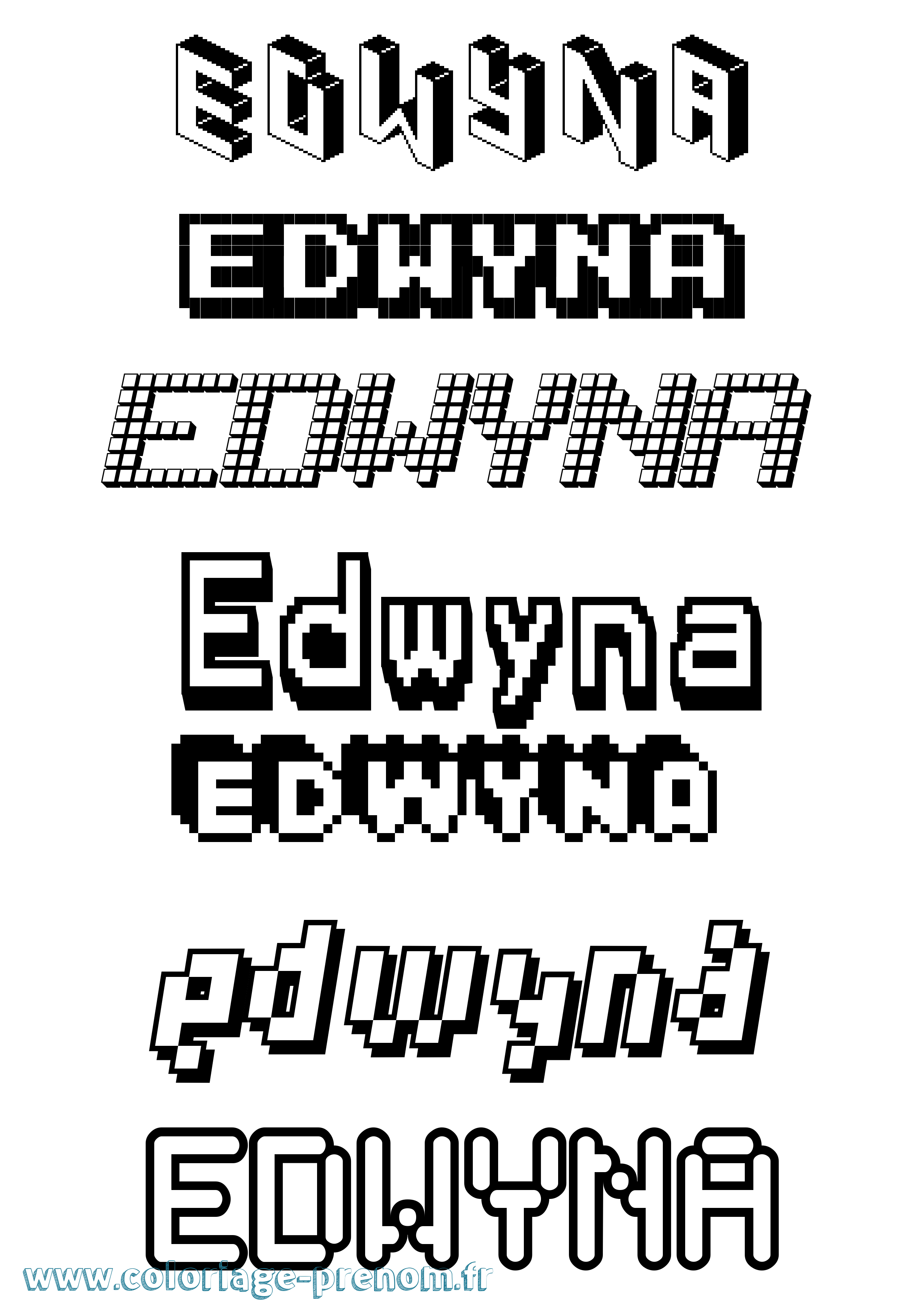 Coloriage Edwyna Pixel Coloriage prénom Edwyna Pixel