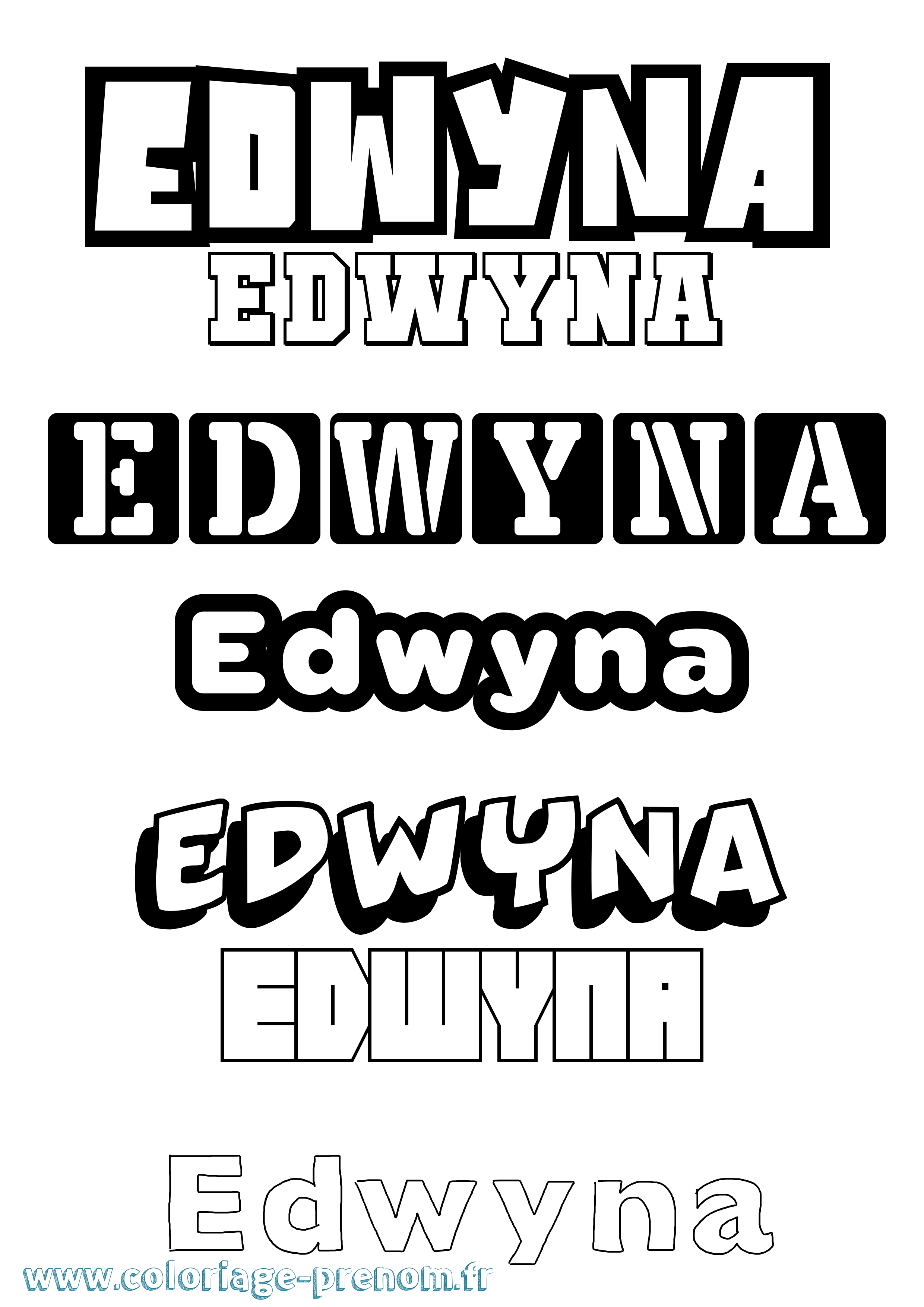Coloriage Edwyna Simple Coloriage prénom Edwyna Simple