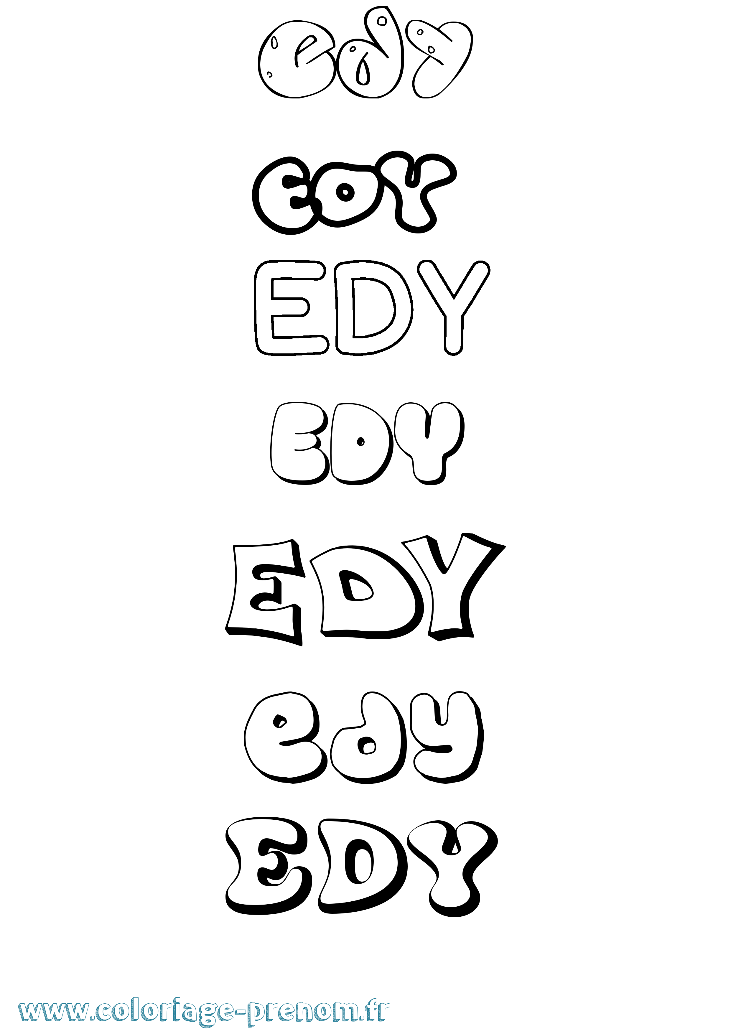Coloriage prénom Edy Bubble