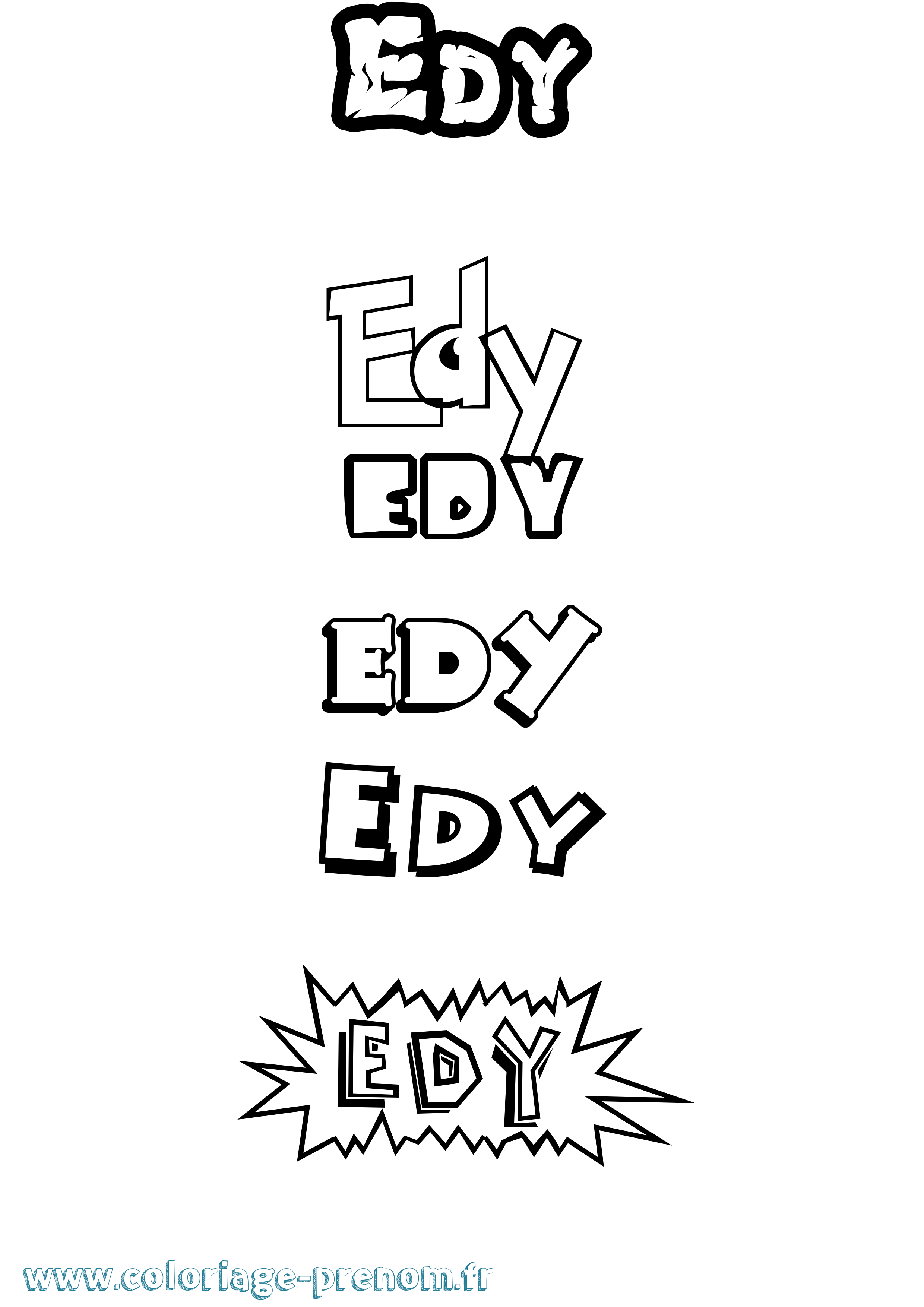 Coloriage Edy Dessin Animé Coloriage prénom Edy Dessin Animé