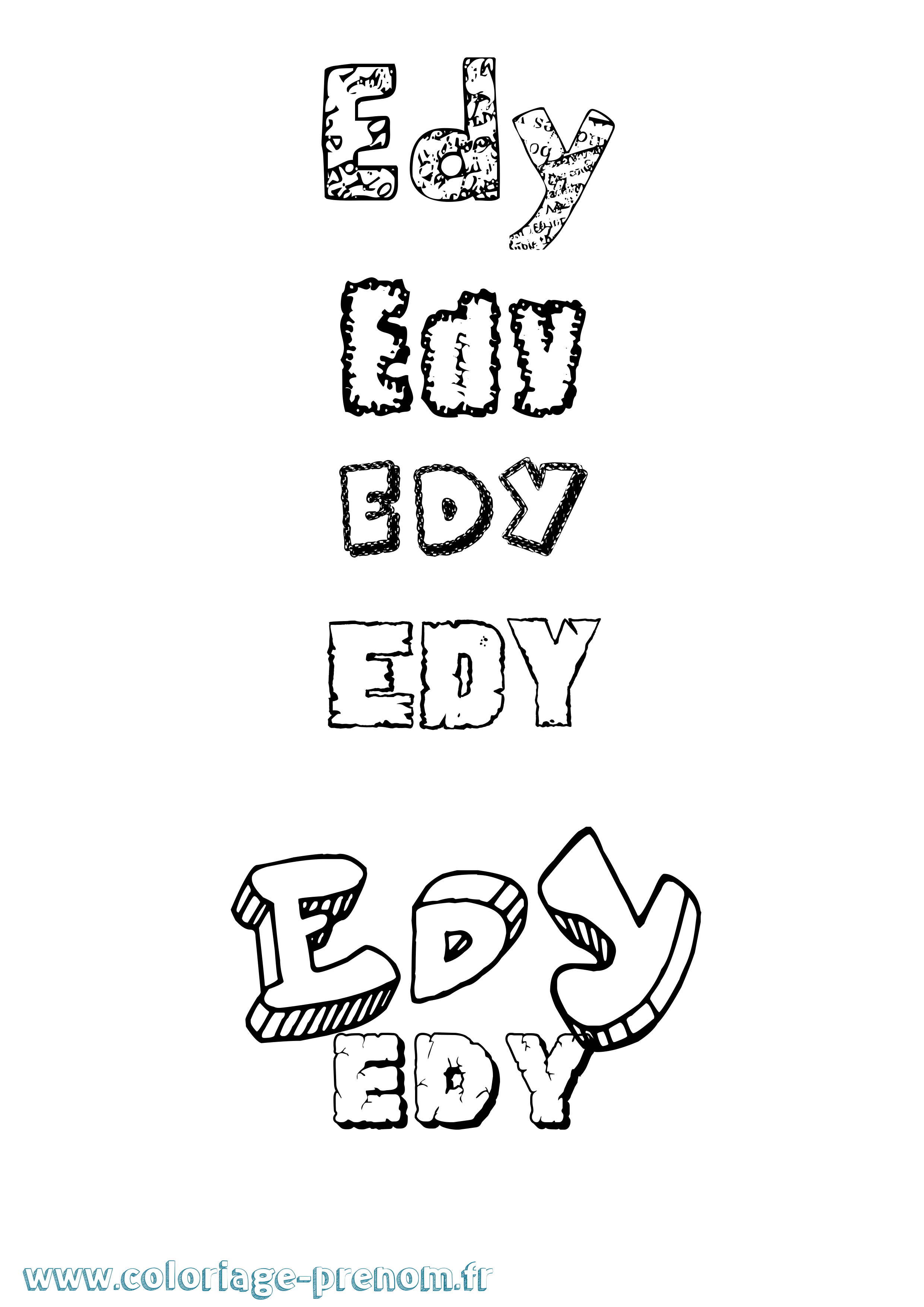 Coloriage prénom Edy Destructuré